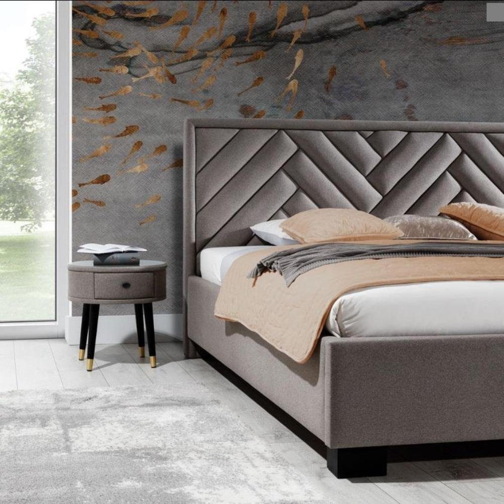 JVmoebel Bett, Möbel Braun Bett Taupe Polster Luxus Betten Schlafzimmer Möbel