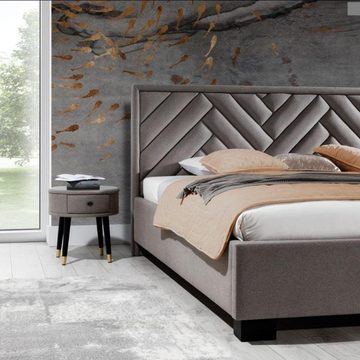 JVmoebel Bett, Polster Bett Möbel Luxus Möbel Schlafzimmer Betten Taupe Braun