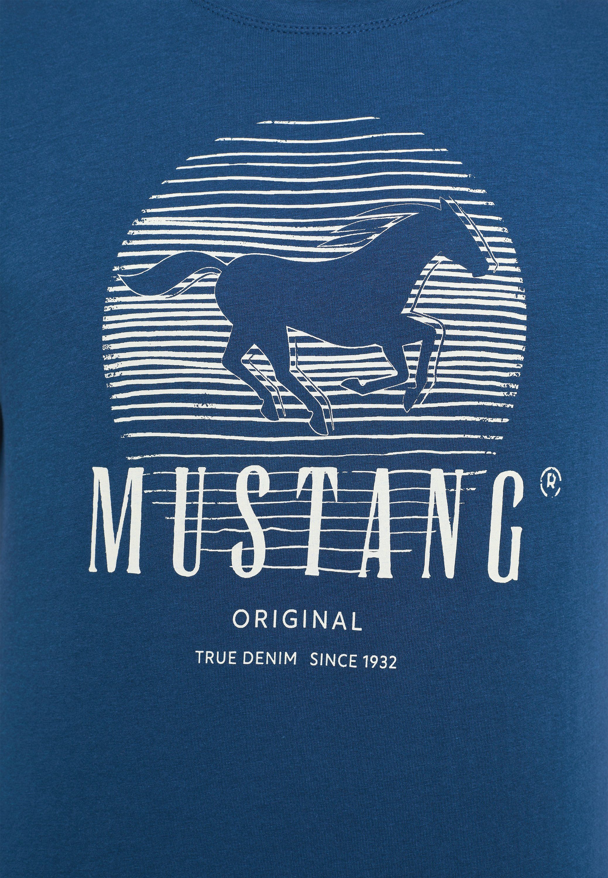 MUSTANG Kurzarmshirt Mustang navy Print-Shirt