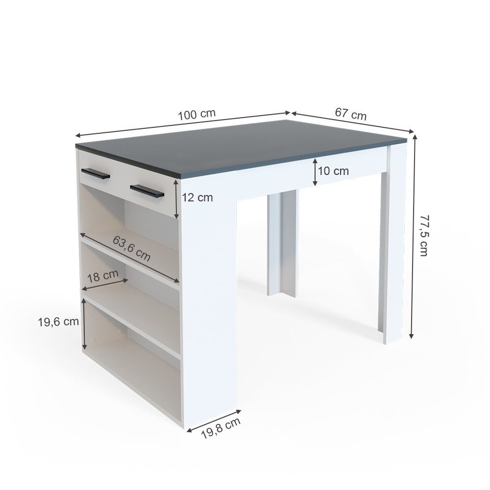 Vicco Bartisch Repose, Anthrazit/Weiß/Weiß, 67 x 100 cm (1-St)
