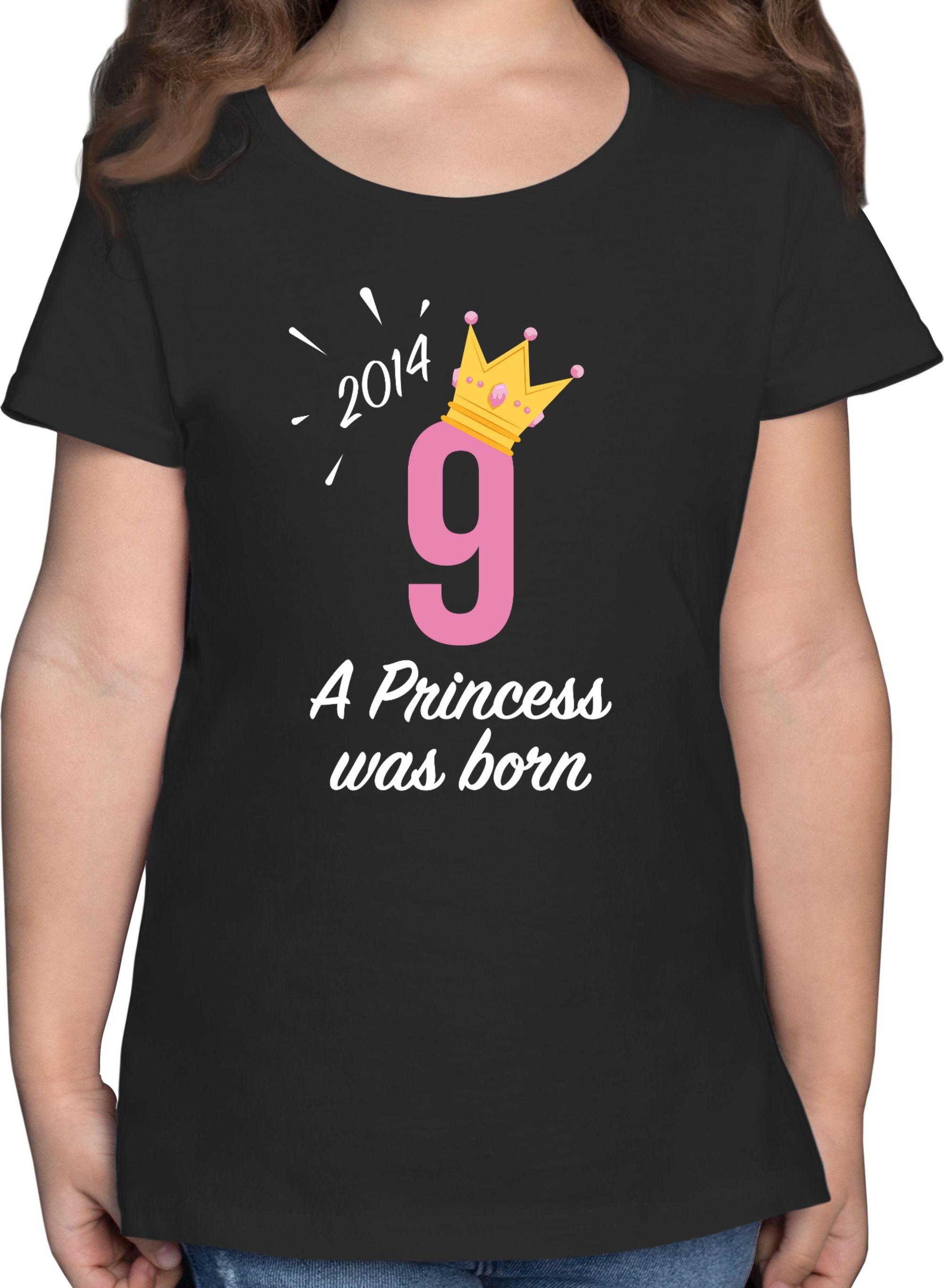 Shirtracer T-Shirt Neunter Mädchen Princess 2014 9. Geburtstag 3 Schwarz