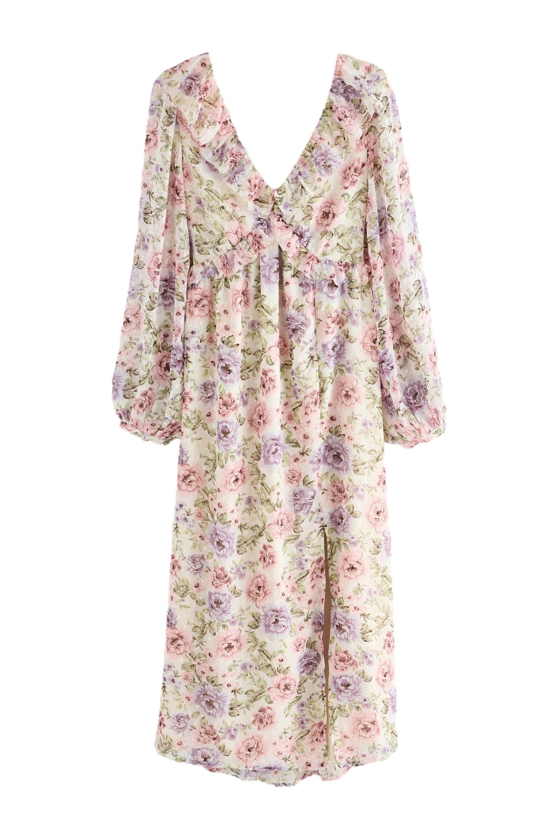 Midikleid Geblümtes Midikleid mit Rückenschleife