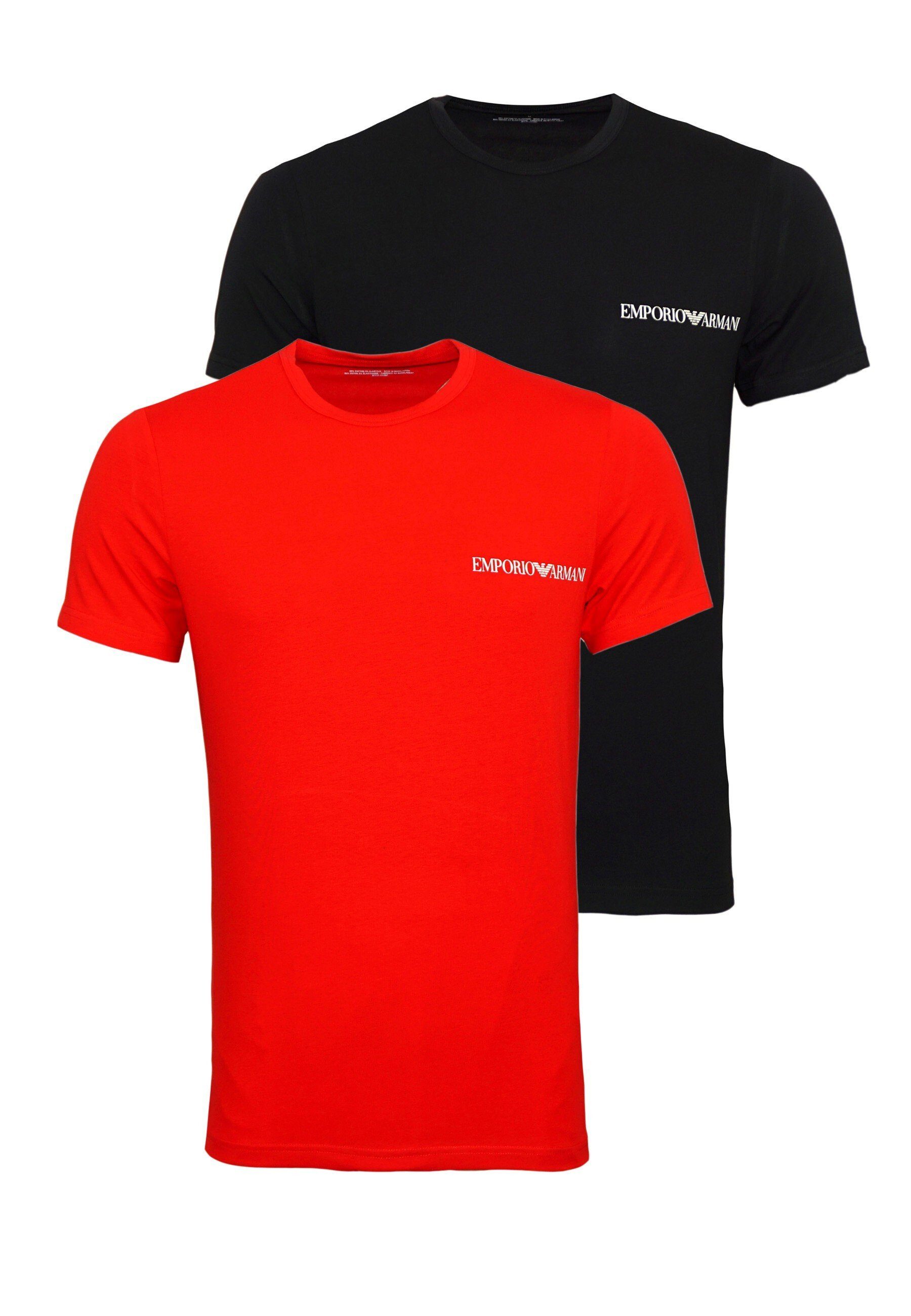 T-Shirt 2 T-Shirts Pack Schwarz/Rot Armani Emporio (2-tlg) Neck Crew