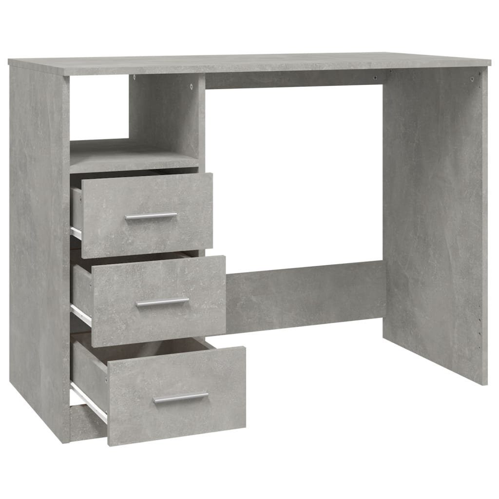 vidaXL Schreibtisch Schreibtisch mit Schubladen Betongrau Betongrau Betongrau 102x50x76cm | Holzwerkstoff