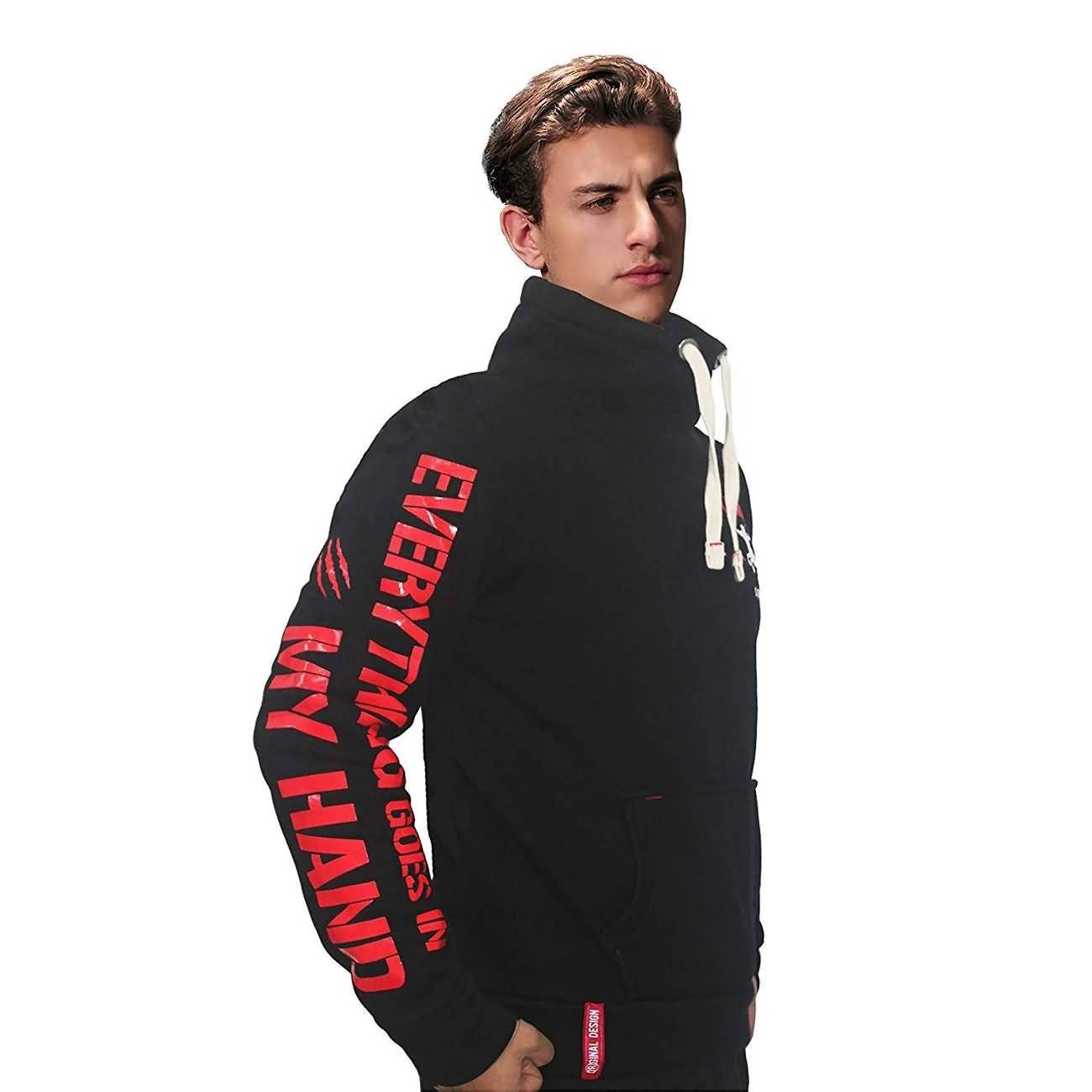 M-Diamant Hoodie Pullover Winterjacke Sweatjacke mit Schalkragen Rückenprin günstig online kaufen