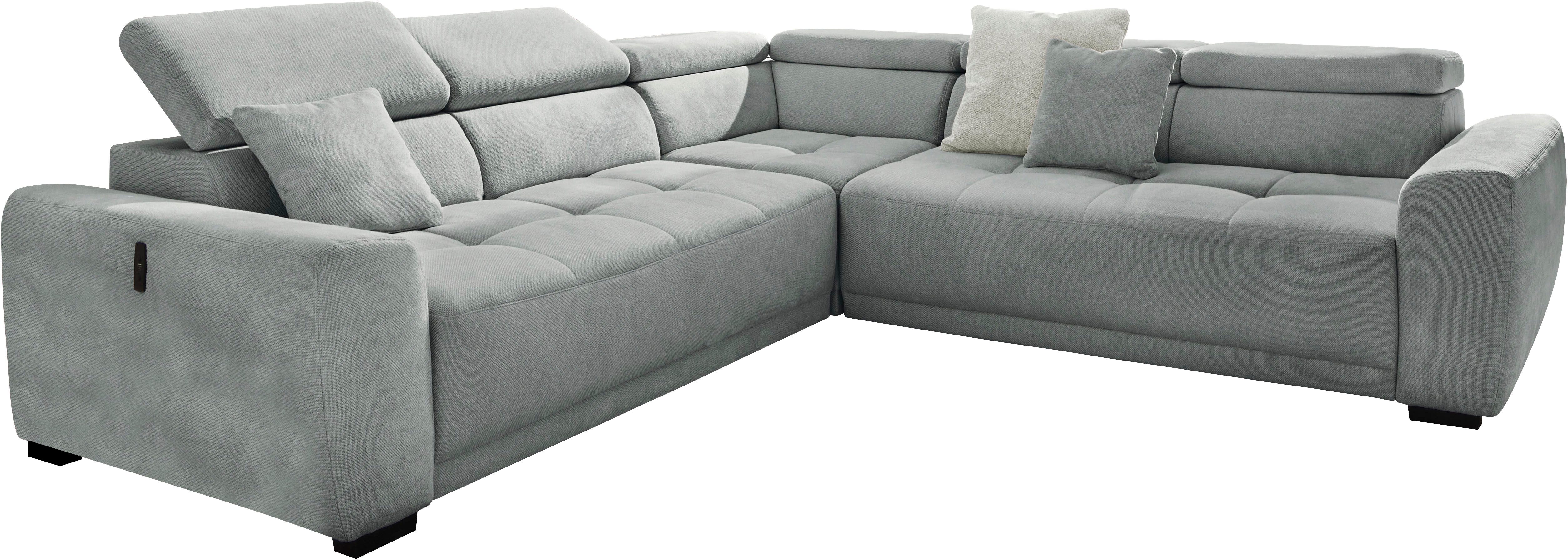 Jockenhöfer Gruppe Wohnlandschaft Monza L-Form, B: 292x292 cm, mit 30 cm elektr. Sitztiefenverstellung, 140kg Belastbarkeit je Sitz, Kopfteilverstellung & USB-Anschluss