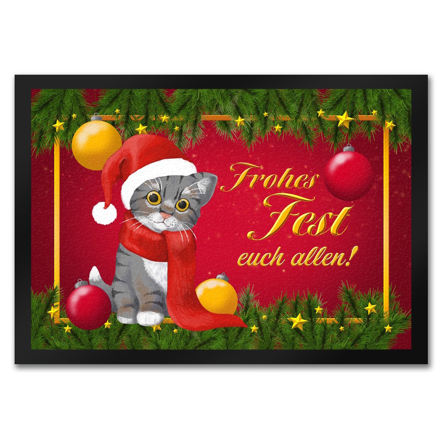 speecheese Fußmatte Frohes Fest Katze Fußmatte in 35x50 cm zu Weihnachten günstig online kaufen