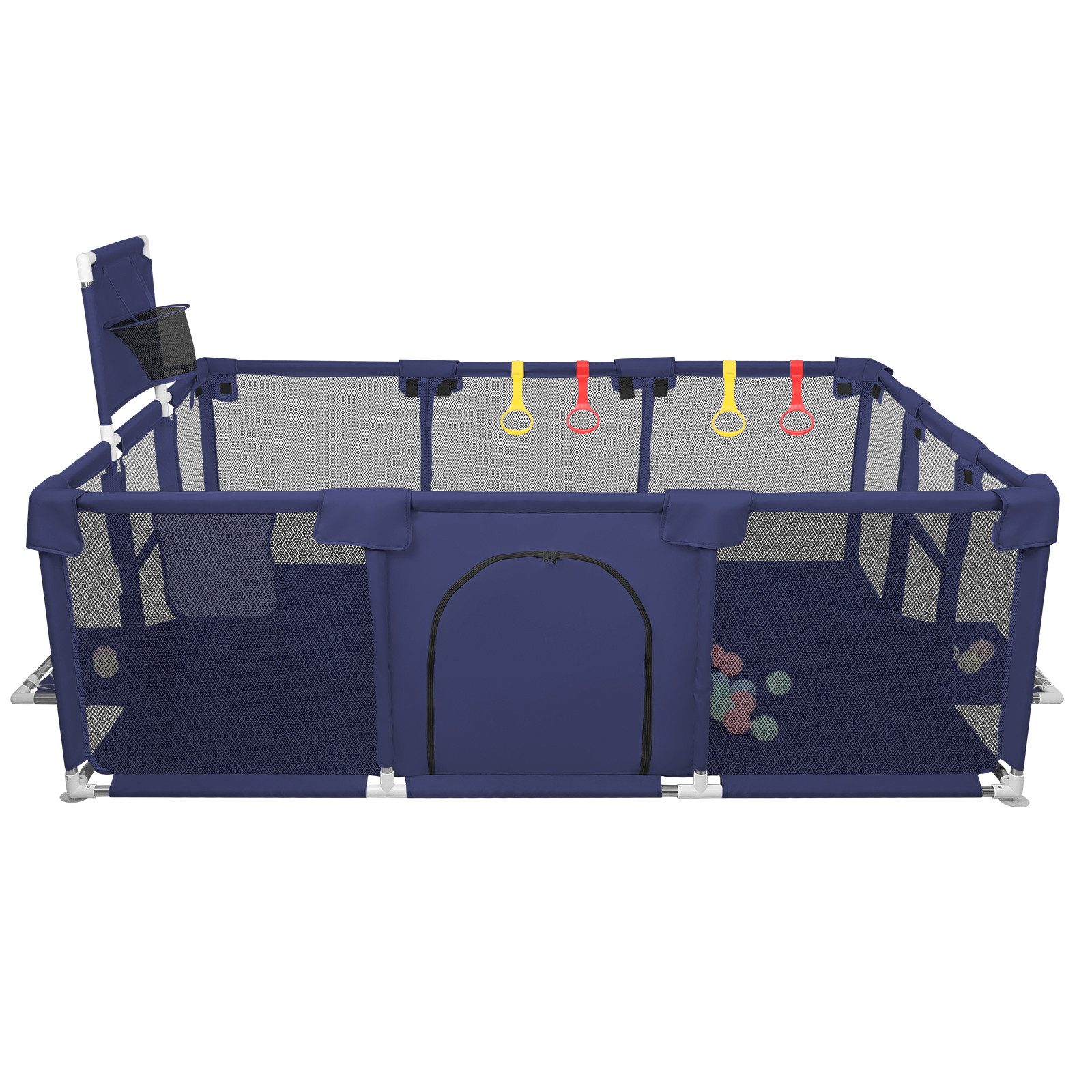 JEOBEST Laufstall Baby Laufgitter - Große Sicherheitsspielplatz, 180x120x66cm - mit Basketball-Netz 50 Ozeanbälle und 4 bunten Ringen – Bild 2 von 5