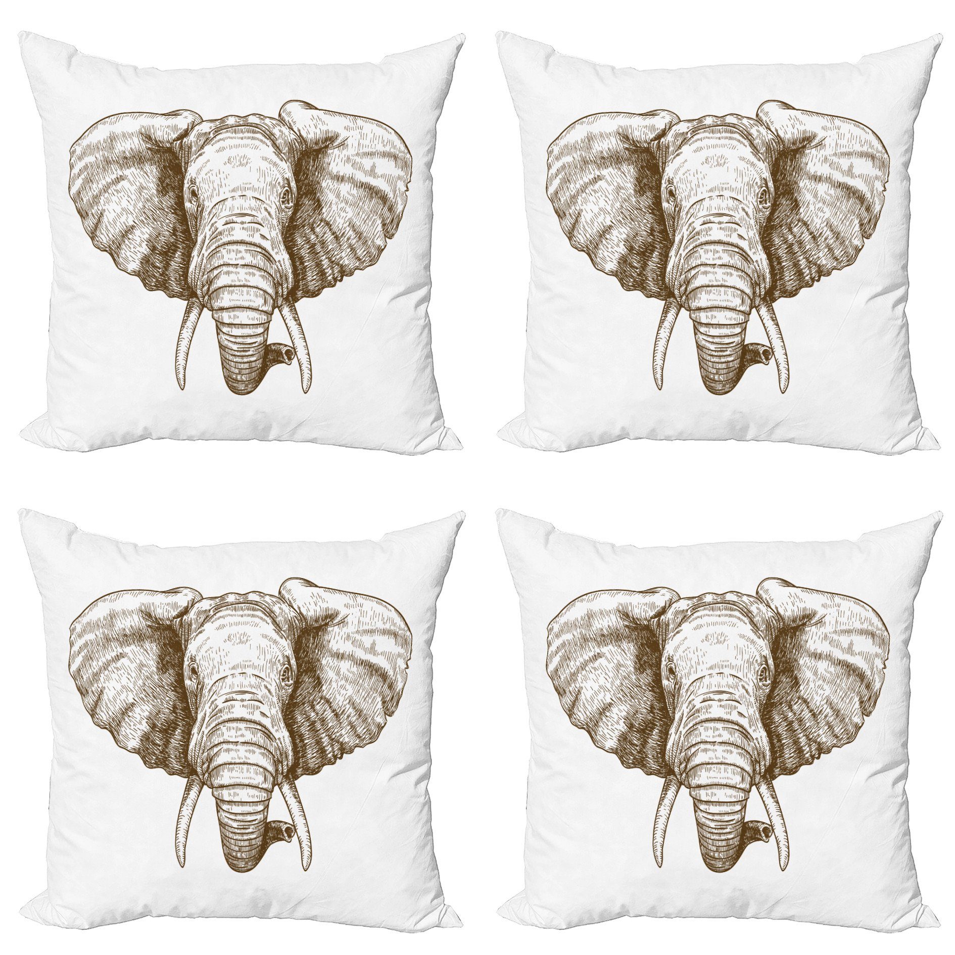 Kissenbezüge Modern Accent Doppelseitiger Digitaldruck, Abakuhaus (4 Stück), Elefant Tier Porträt