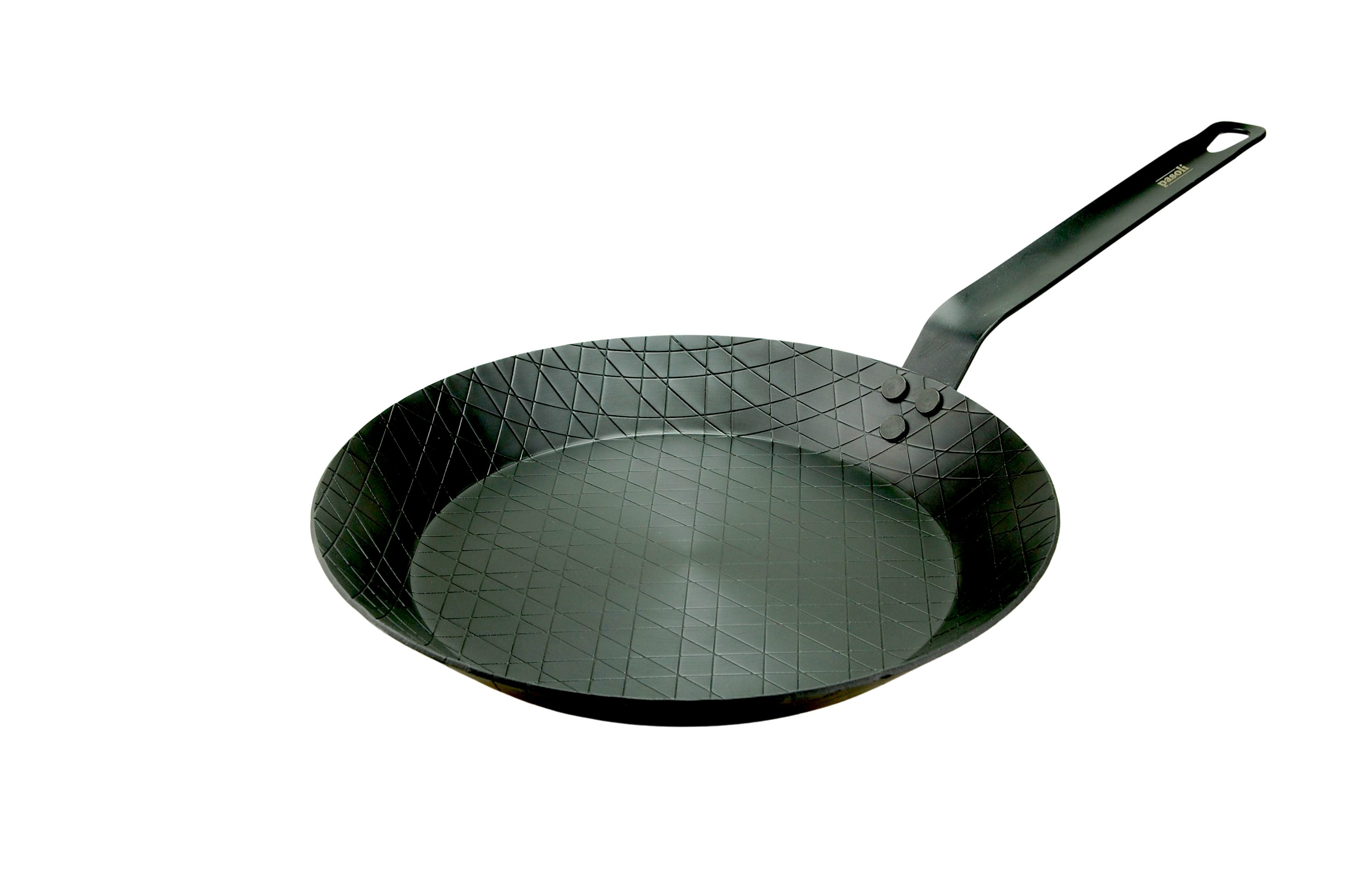 pasoli Steakpfanne aus Carbonstahl, voreingebrannt, Carbonstahl, Induktionsgeeignet, Durchmesser 28cm