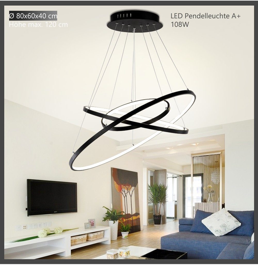 Euroton LED Pendelleuchte LED Pendelleuchte 2130 LED Hängelampe mit Fernbedienung, LED fest integriert, kalt - warm, 7000 k - 3000 k stufenlos einstellbar – Bild 4 von 5