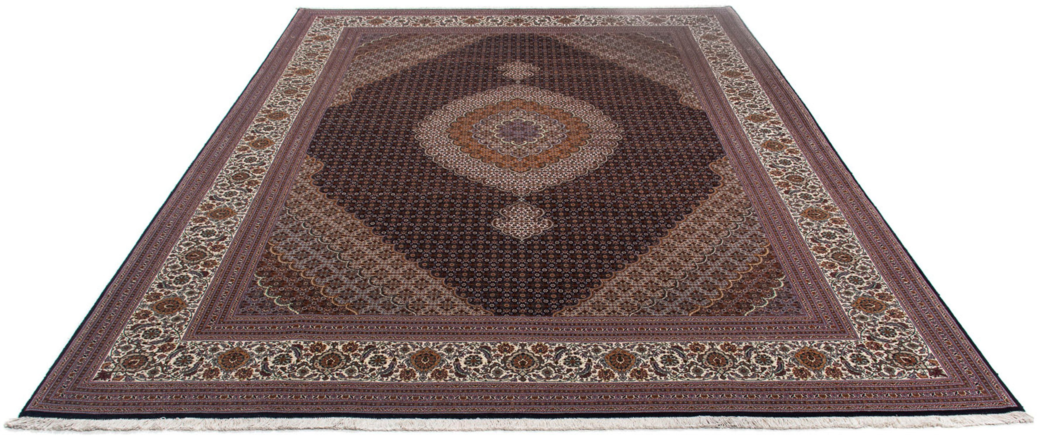 Orientteppich Perser - Täbriz - 340 x 255 cm - dunkelbraun, morgenland, rechteckig, Höhe: 10 mm, Wohnzimmer, Handgeknüpft, Einzelstück mit Zertifikat