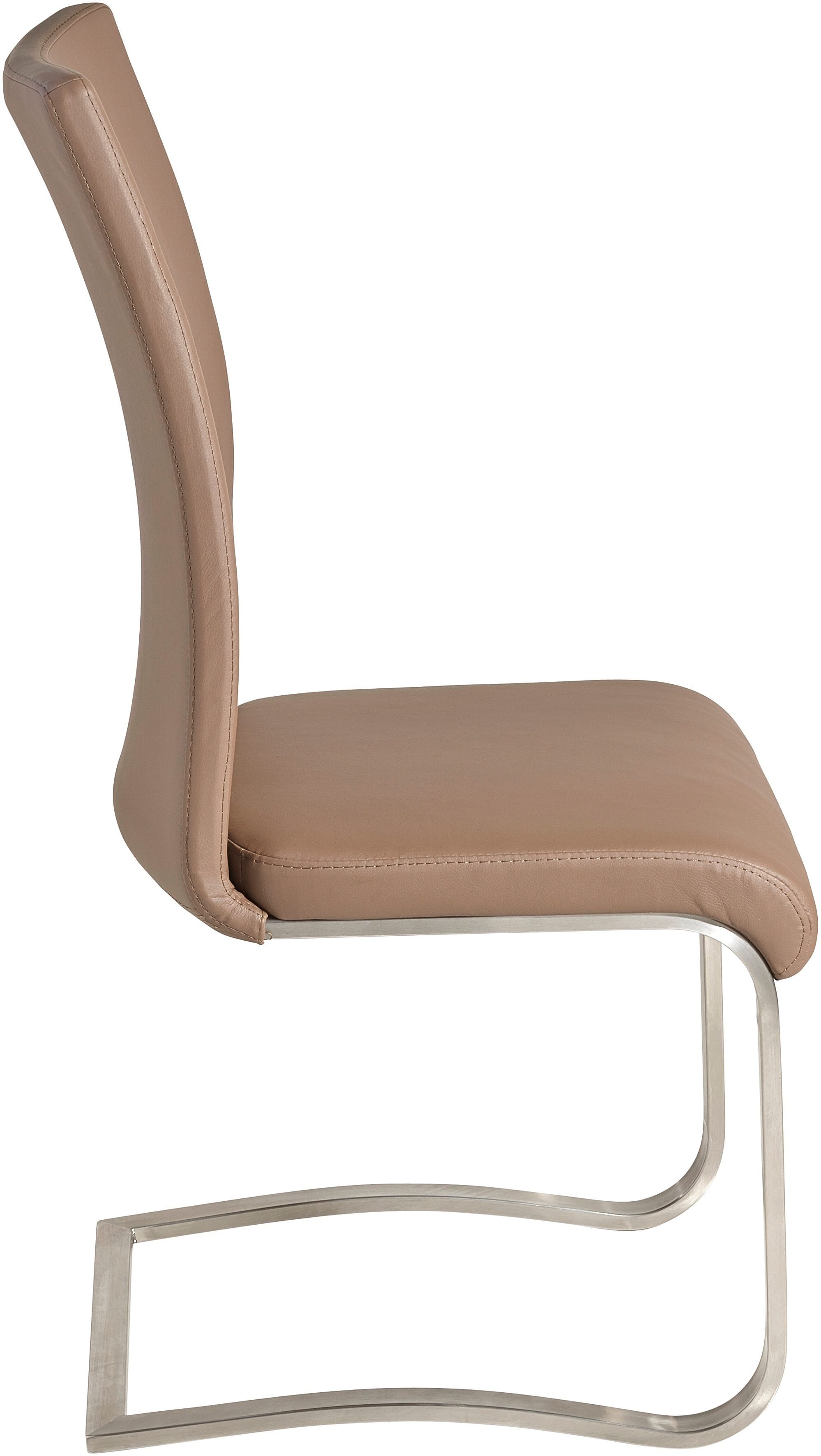 Kg 2 bis (Set, Stuhl belastbar 130 MCA Cappuccino Freischwinger Cappuccino | Arco mit Echtlederbezug, furniture St),