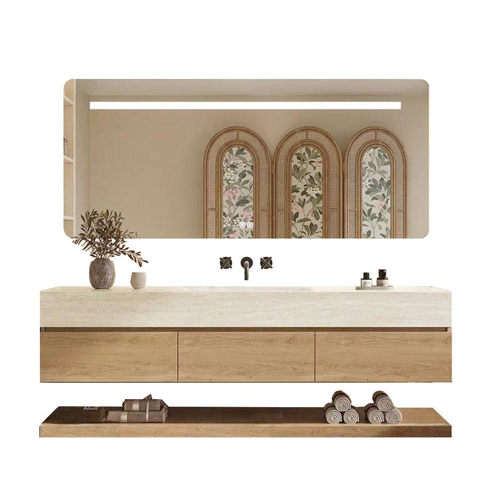 Muxing Badmöbel-Set Wandhängendes Badmöbel Set mit Sinterstein Waschbecken, (Set, 4-St)