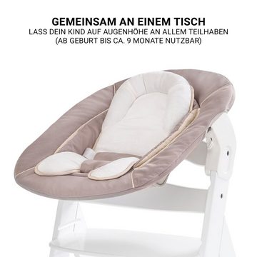 Hauck Hochstuhl Beta Plus Natur - Newborn Set, Babystuhl ab Geburt inkl. Aufsatz für Neugeborene, Tisch, Sitzauflage