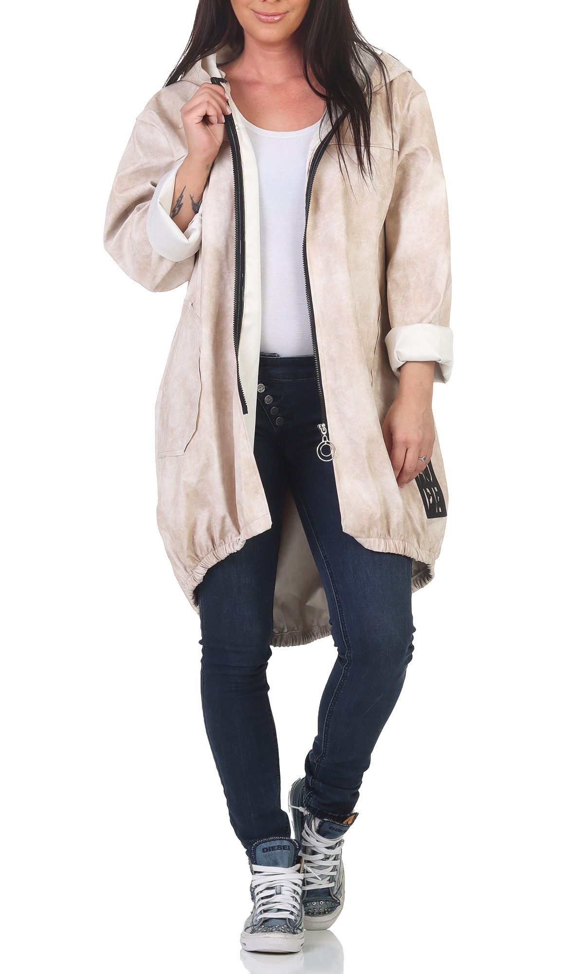 simaranda Regenjacke Damen Jacke 35346 38-42 Beige Unifarben günstig online kaufen