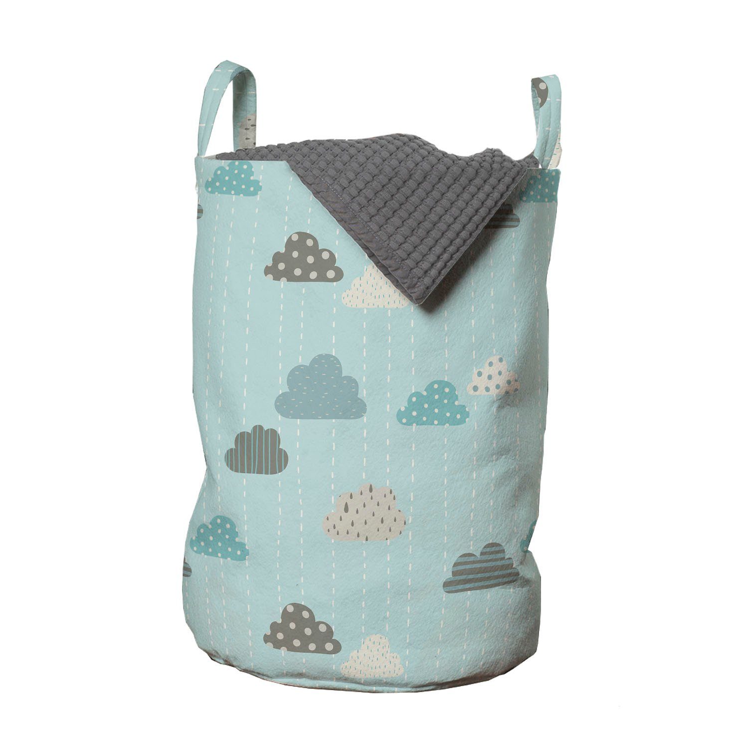 Abakuhaus Wäschesäckchen Wäschekorb mit Kordelzugverschluss Tupfen Himmel für Griffen Regen Blauer Waschsalons, Stripes