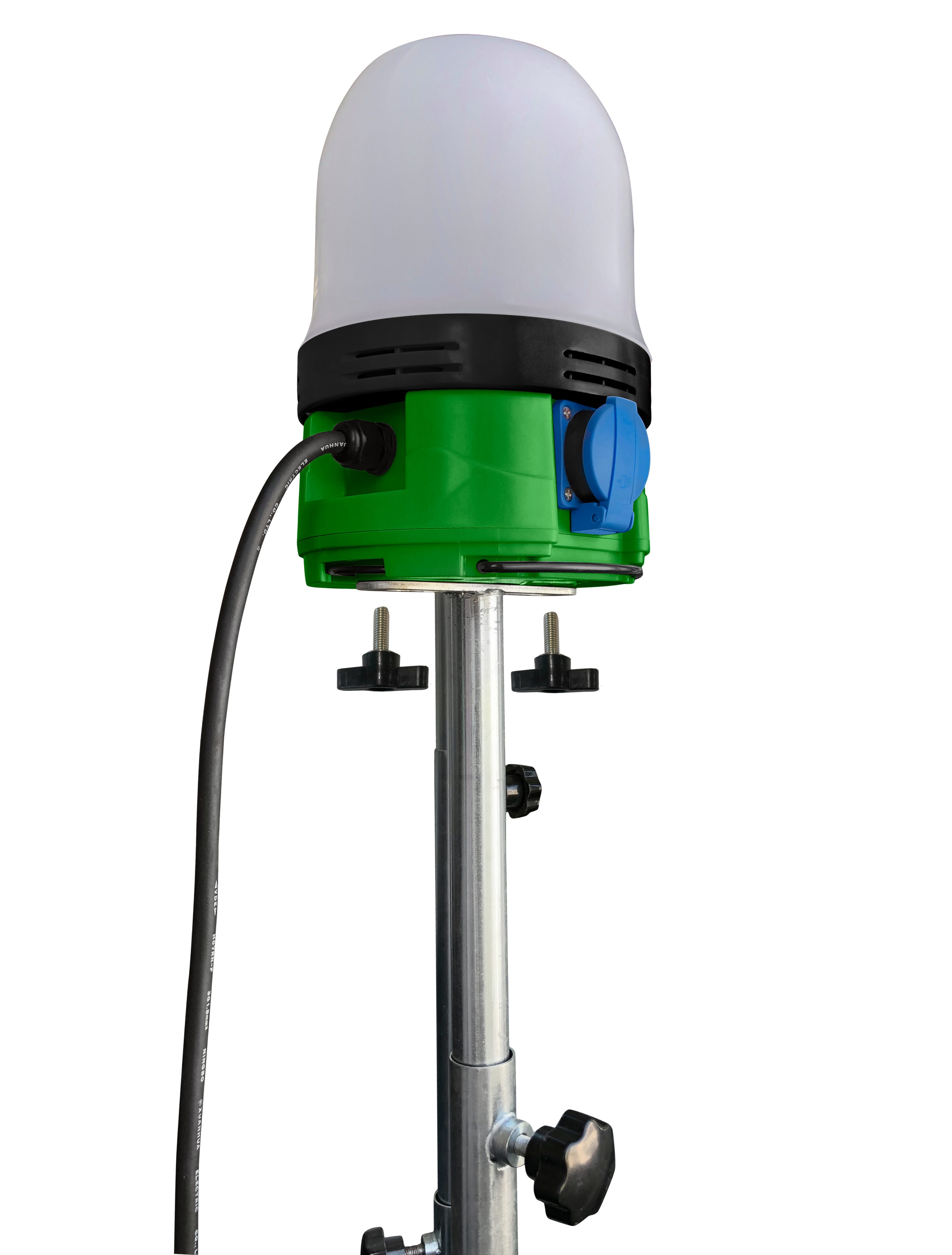 BERG TECTOOL Baustrahler LED-STRAHLER BCL 360° LED 50 ARBEITSLEUCHTE [230V-EU] - IP54, LED fest integriert, 6500K, zwei Steckdosen, Tragegrfiff, kann an Stativen befestigt werden