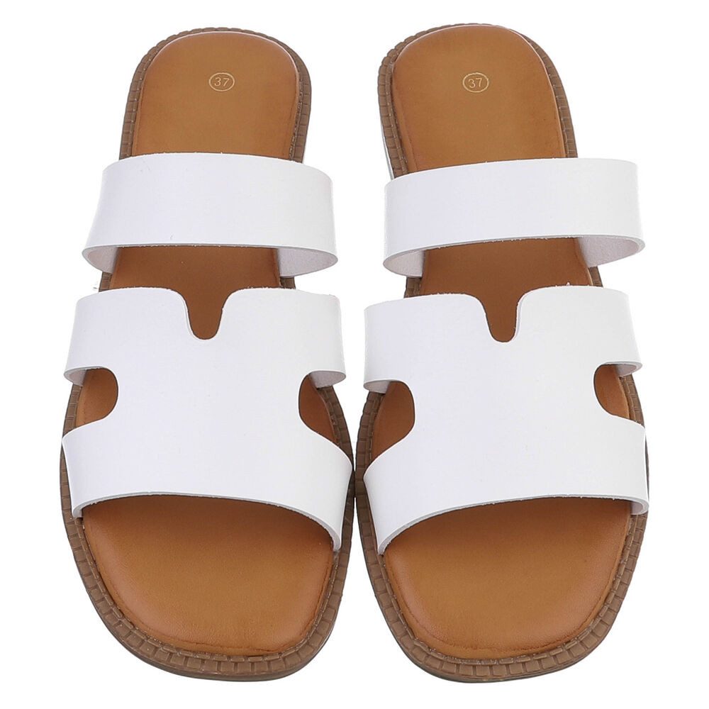 Ital-Design Damen Sandale mit breiten Riemen und bequemer Innensohle Pantolette (91409292) Keilabsatz/Wedge Pantoletten in Weiß – Bild 4 von 5