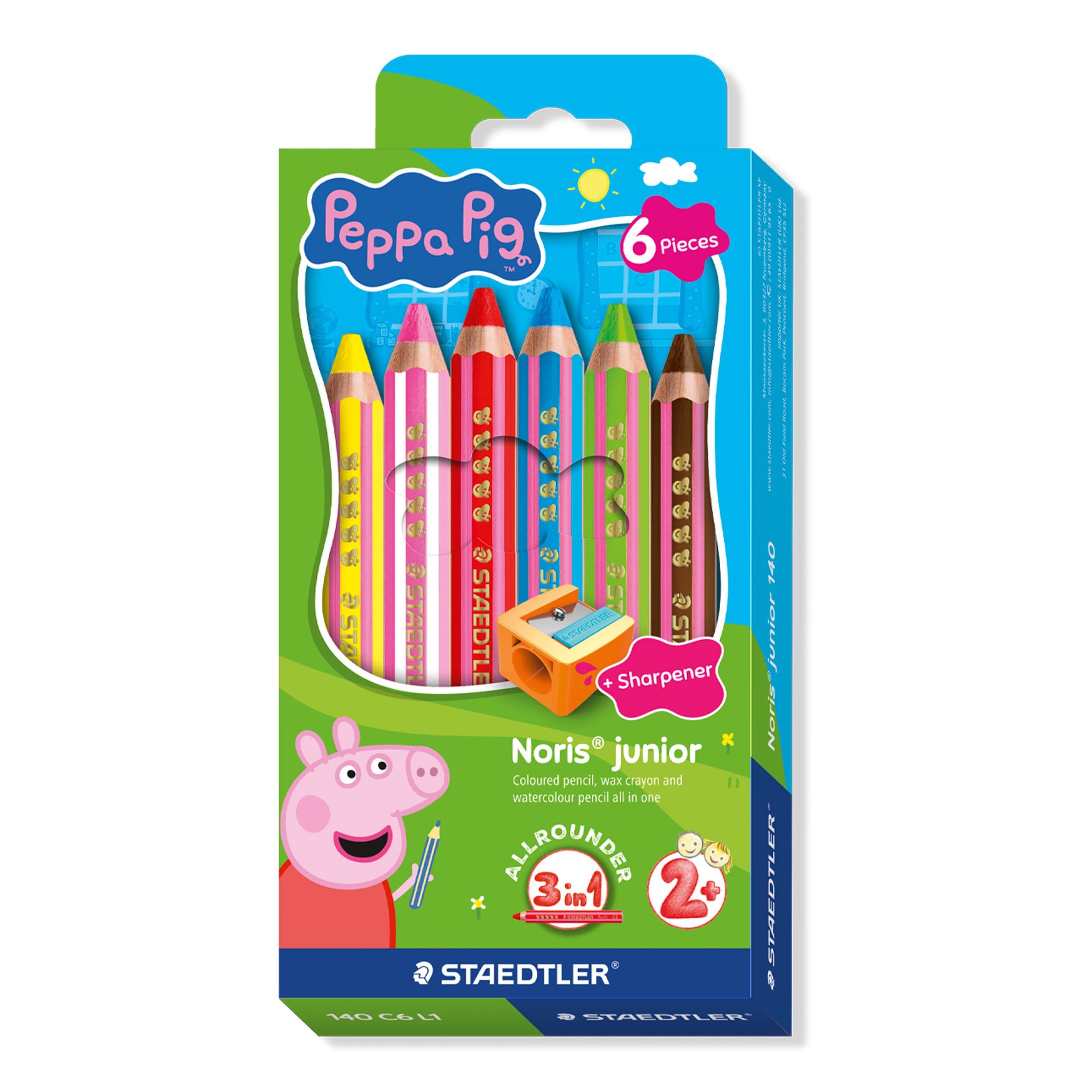 STAEDTLER Buntstift STAEDTLER Noris junior Buntstifte Peppa Wutz 6er Set - 3 in 1 Wachsmal