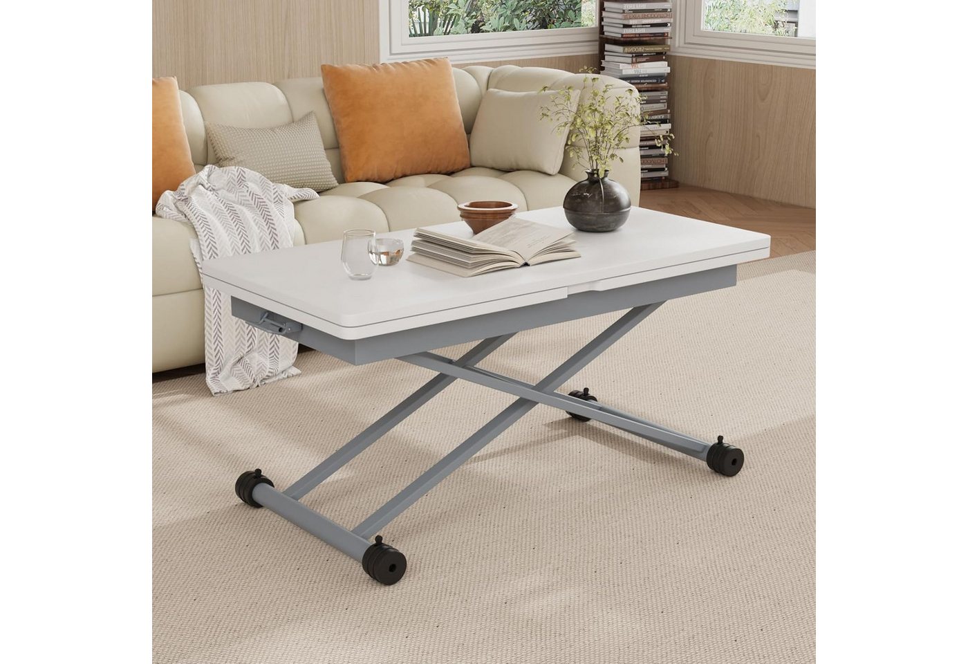 VOWNER Couchtisch 3-in-1, Höhenverstellbar & Ausziehbar, Esstisch, Wohnzimmertisch (1-St), Platzsparend & Umwandelbar für Ess- & Wohnzimmer