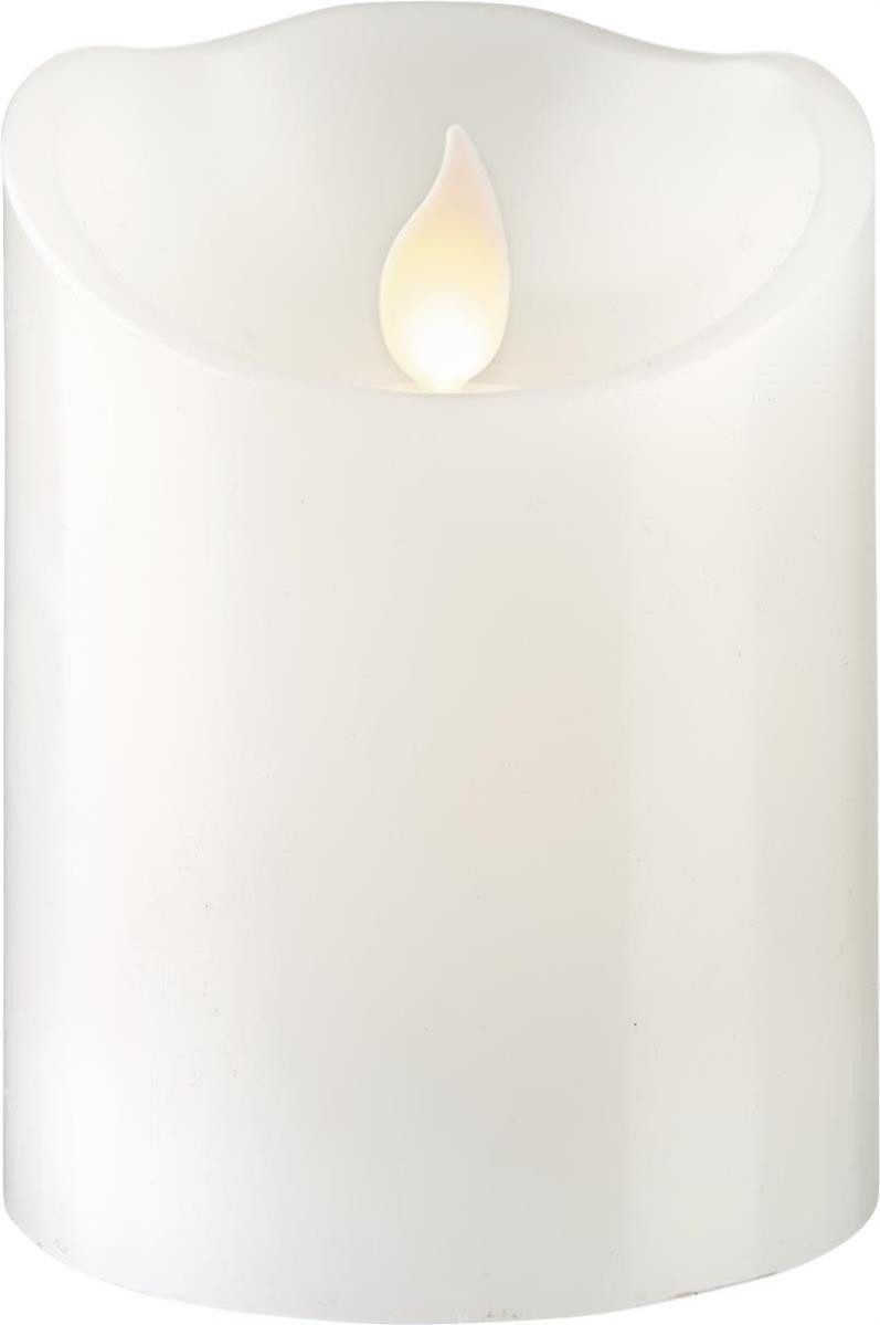 LED-Kerze Stumpenkerze Echtwachs mechanisch bewegte Flamme Timer H: 10cm weiß