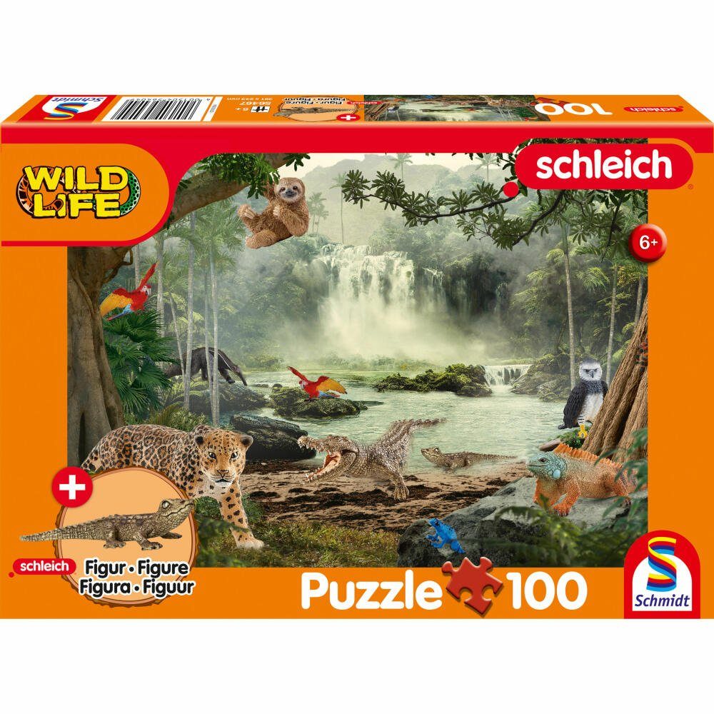 Schmidt Spiele Puzzle Schleich Wild Life Im Regenwald 100 Teile, 100 Puzzleteile, mit Add-on