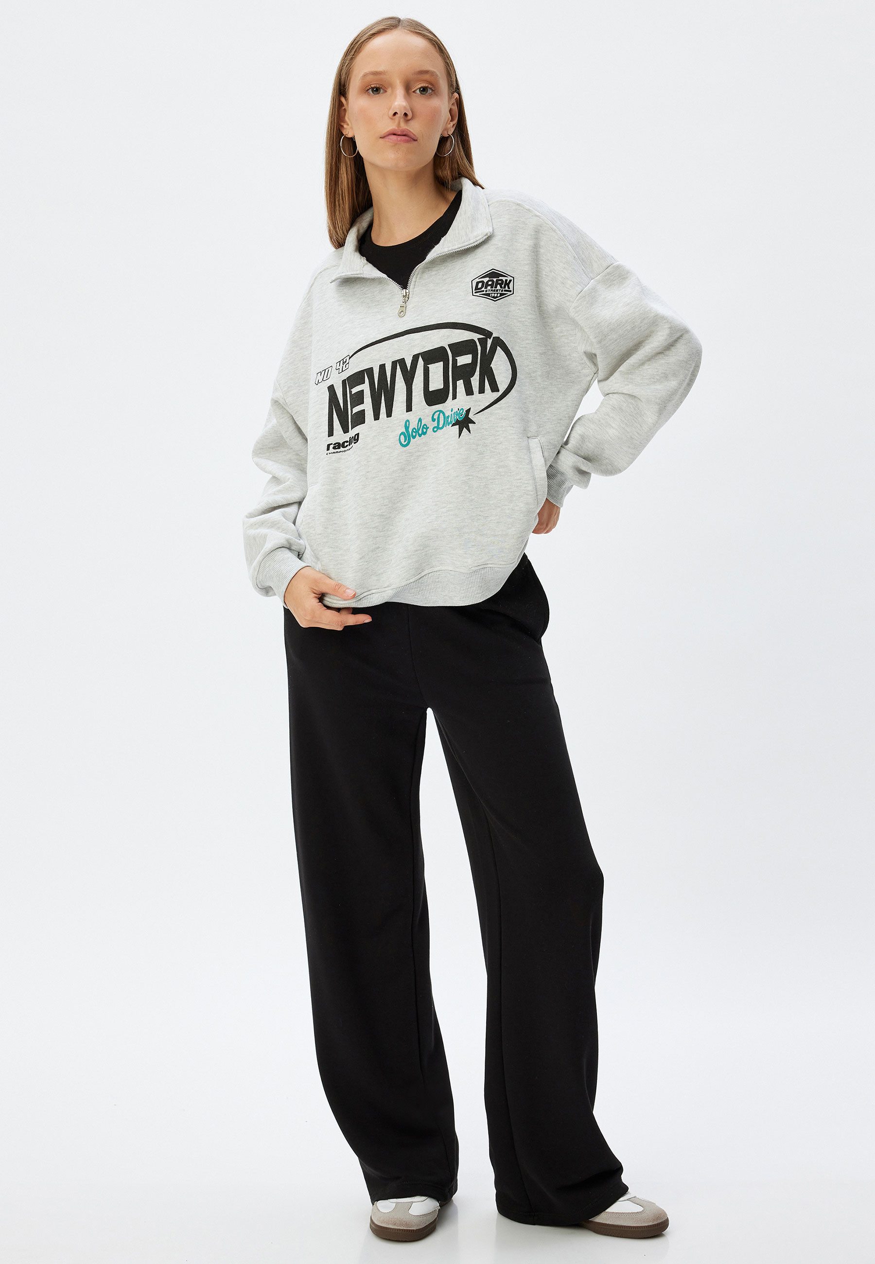 Koton Sweatshirt Halbreißverschluss Mit Aufdruck