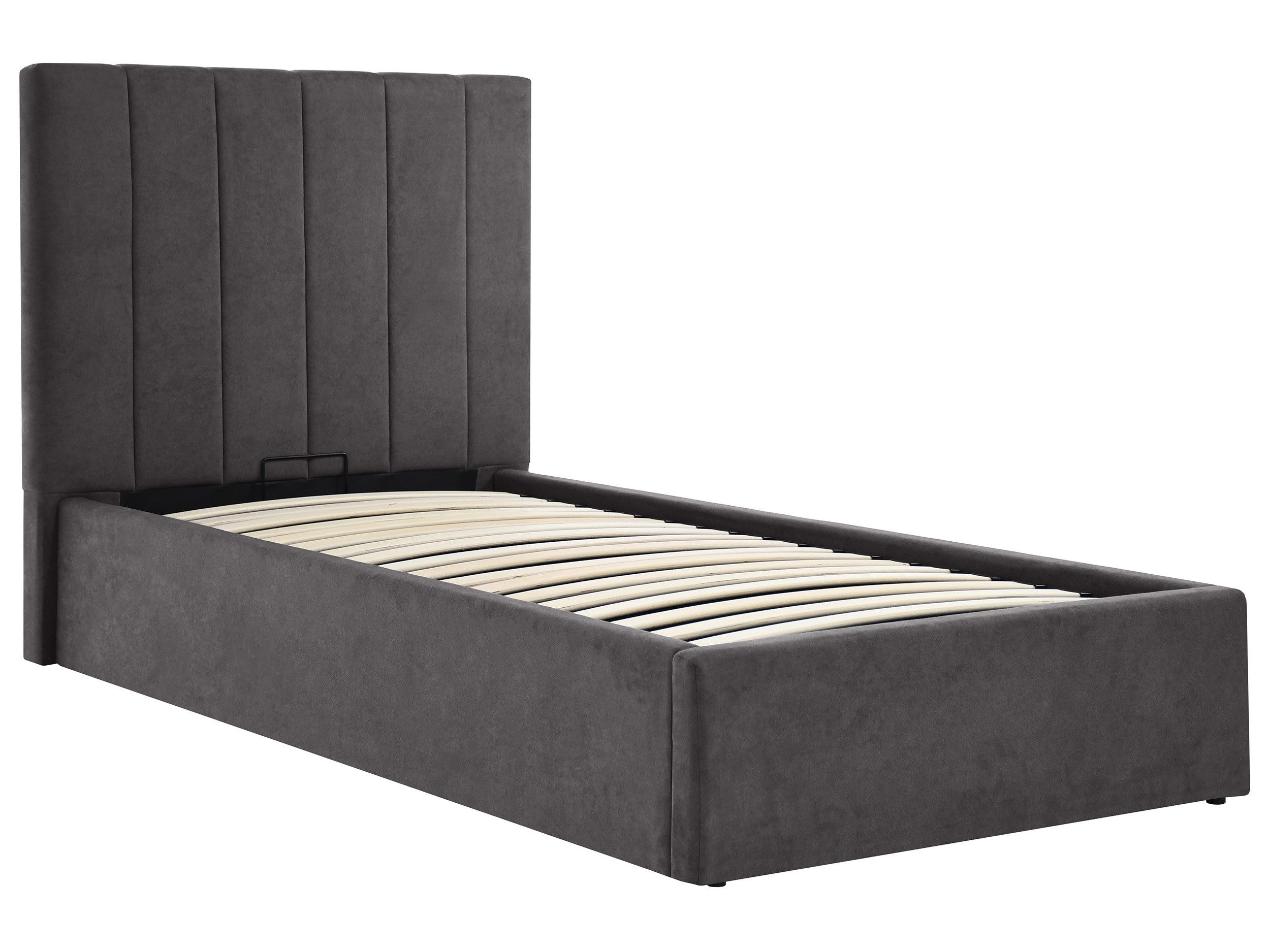 Beautysofa Jugendbett MELVIO 90 × 200 cm mit Bettkasten (Gasdruckfedern, gepolstertes Einzelbett in Taslan Velvet Grey), wahlweise ohne Matratze oder mit MEDIRO – Bild 2 von 5