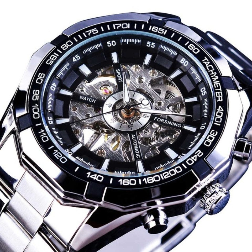 Rötting Design Automatikuhr Herrenuhr Marke Forsining Skelett schwarzes Zif günstig online kaufen