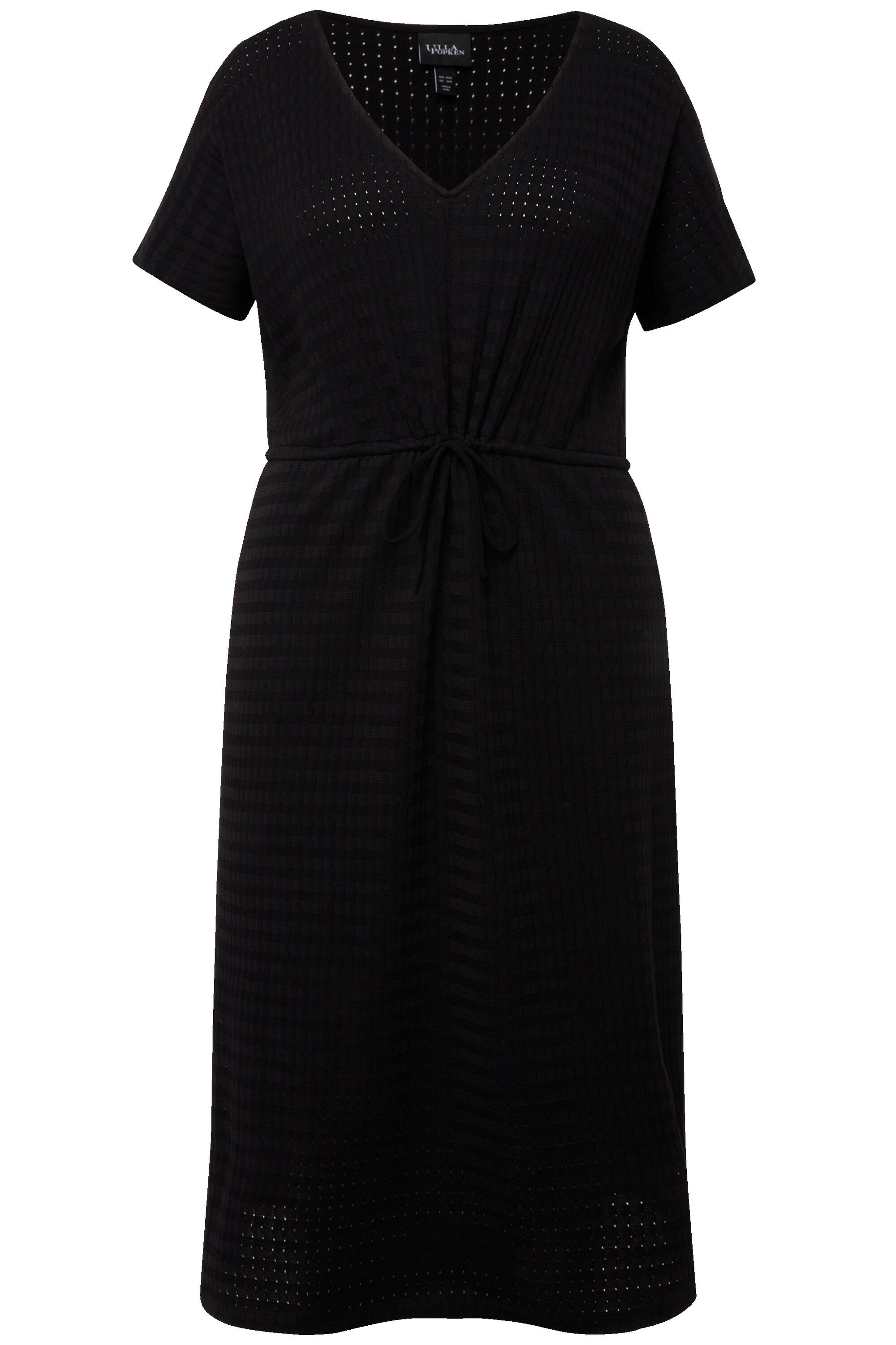 Ulla Popken Maxikleid Midikleid Strukturjersey V-Ausschnitt günstig online kaufen