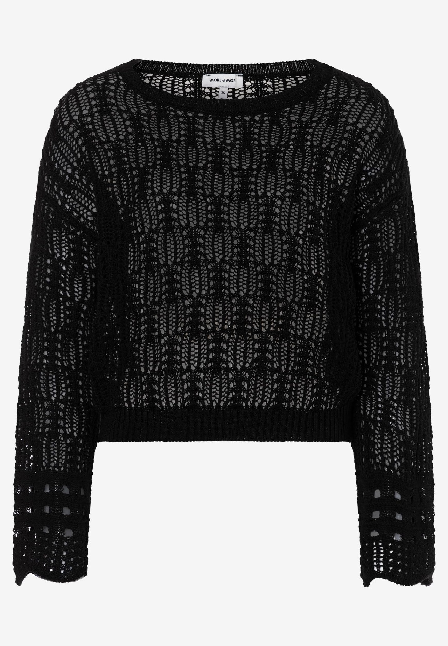 Rundhalspullover kurzer, sommerlicher Lochstrickpullover