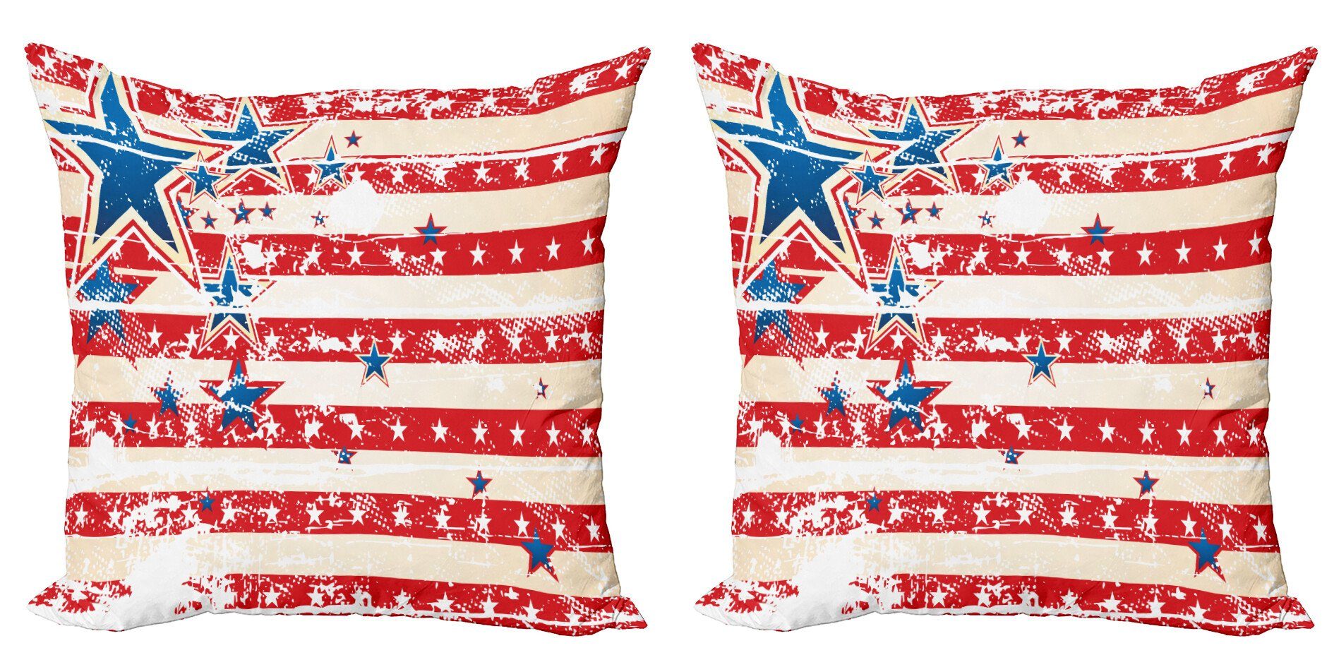 Kissenbezüge Modern Accent Doppelseitiger Digitaldruck, Abakuhaus (2 Stück), Amerikanische Flagge Sternenbanner