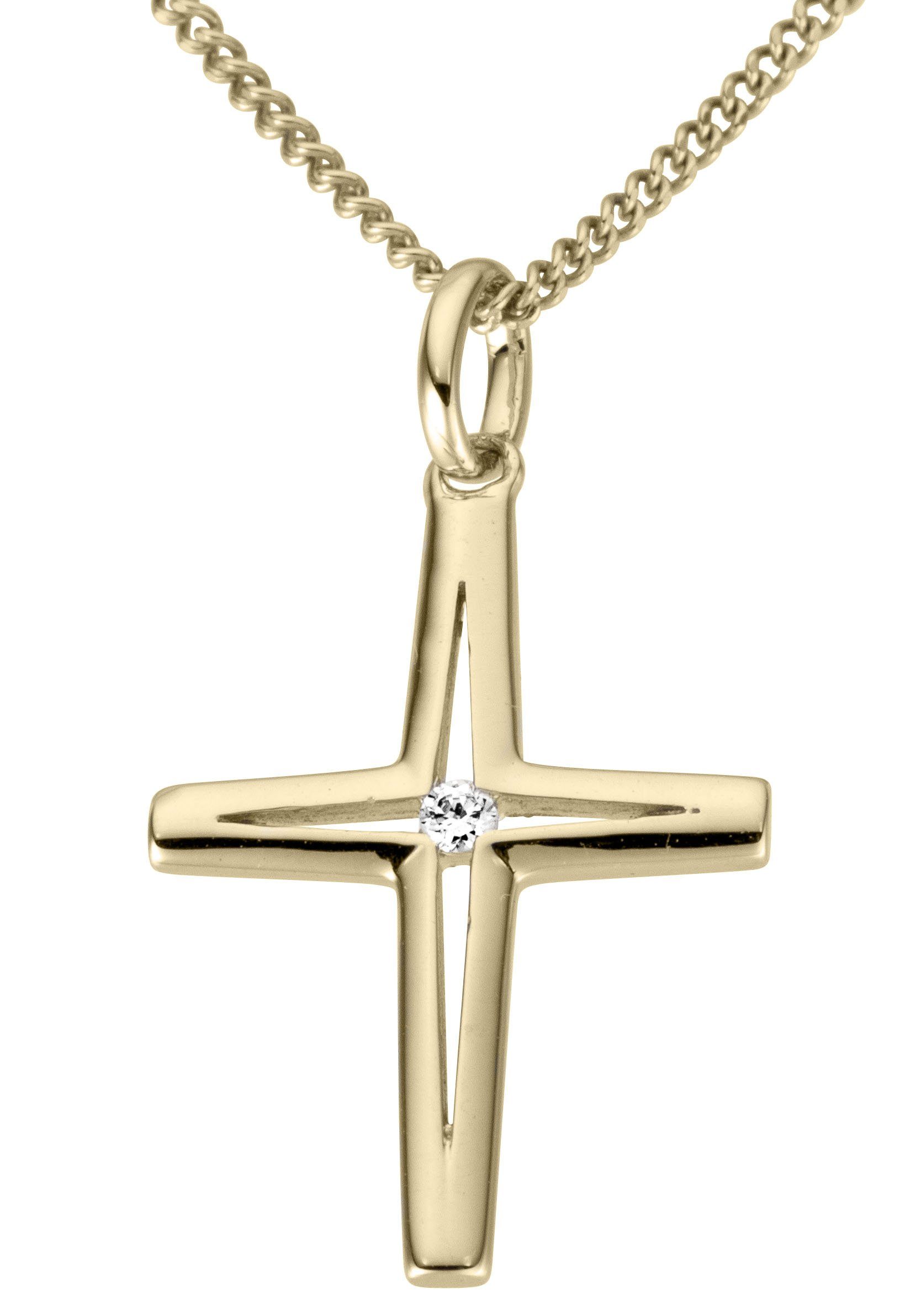 Firetti Kreuzanhänger Schmuck Geschenk Gold 333 Halsschmuck Anhänger für Halskette Kreuz, zu Kleid, Shirt, Jeans, Sneaker! Anlass Geburtstag Weihnachten