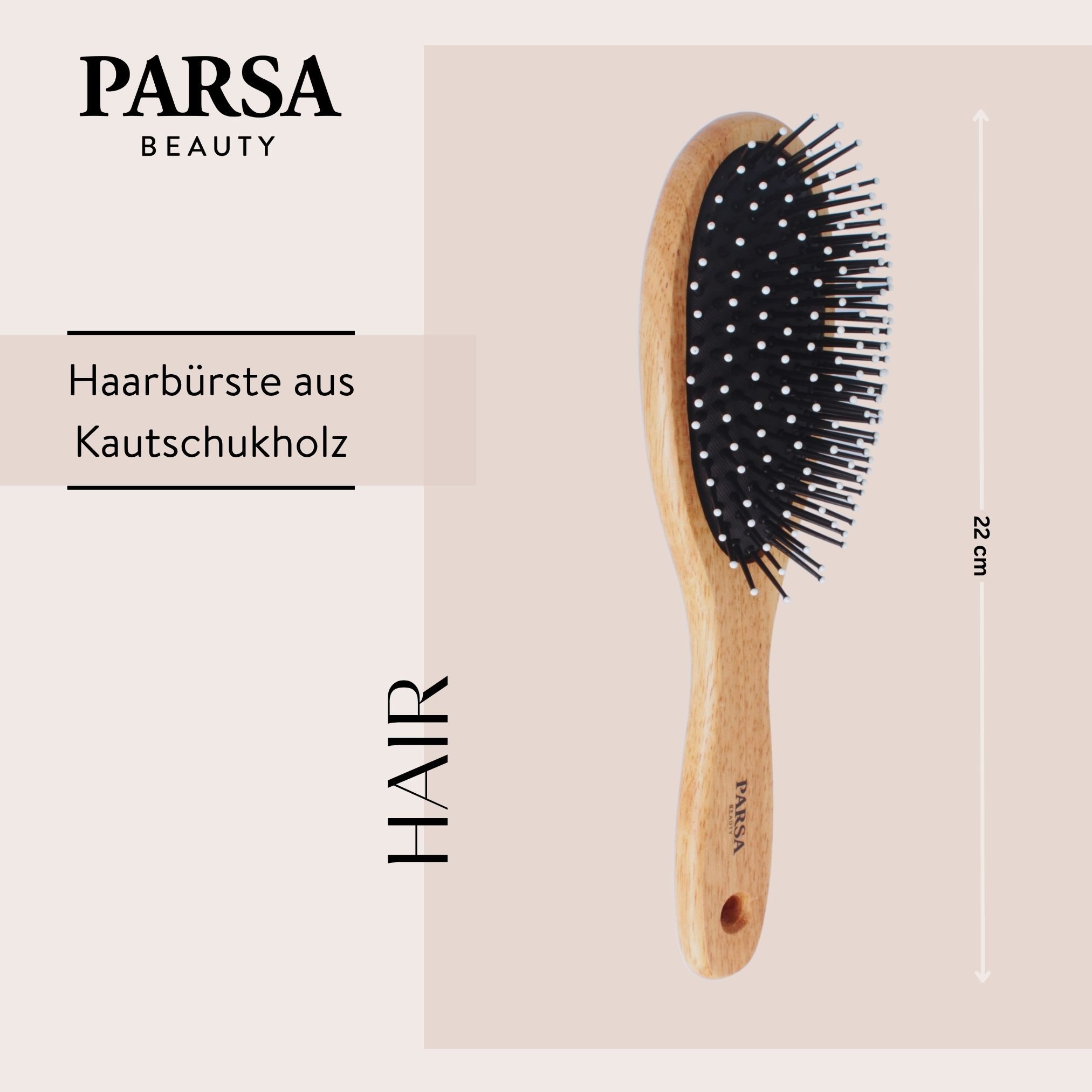 PARSA Beauty Haarbürste Essential Holz-Haarbürste, Vitalisierende Massage & Sanftes Entwirren