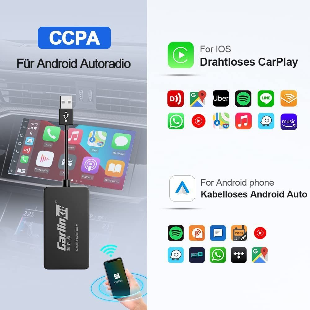 GABITECH Drahtloses CarPlay Dongle Android Autoradio für Aftermarket Autoradio