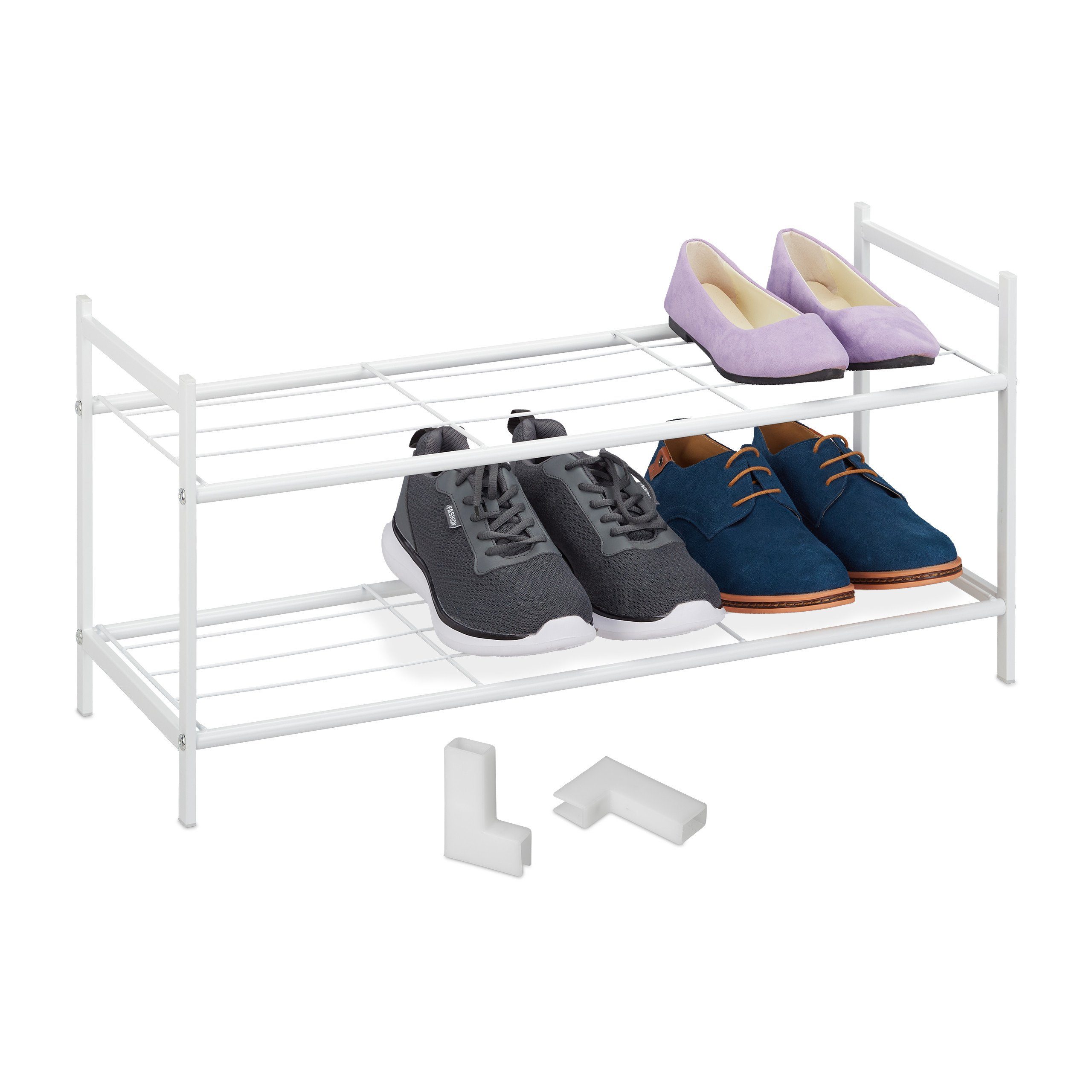 relaxdays Schuhregal Metall Schuhregal stapelbar, Weiß günstig online kaufen