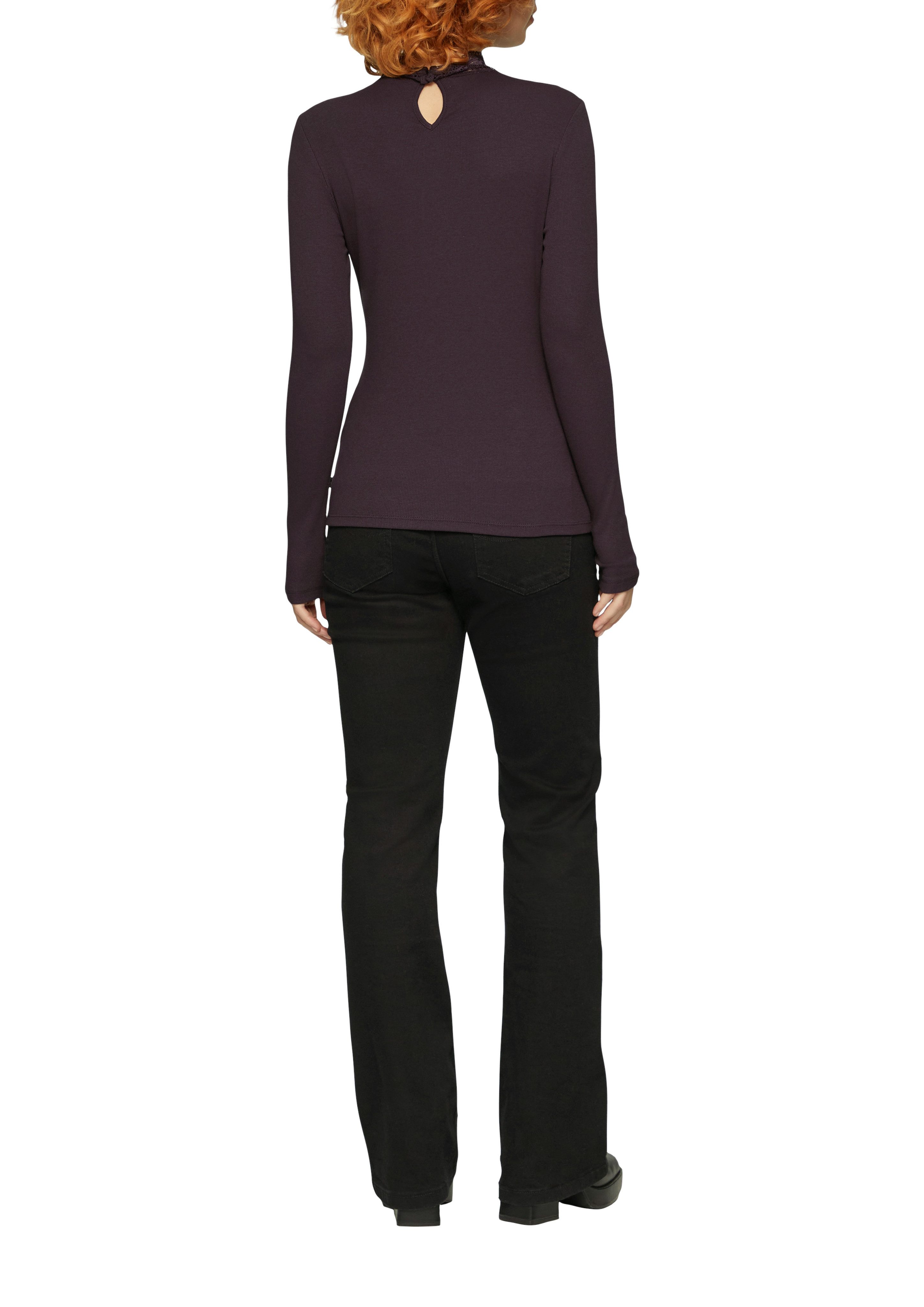 QS Langarmshirt mit Spitzeneinsatz günstig online kaufen