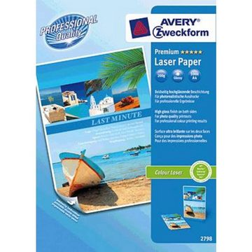 Avery Zweckform Laser-Druckerpapier Premium Laser Papier, hochglänzend, Optimiert für Laser, Hochglänzend, Beide Seiten bedruckbar