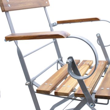 Spetebo Bistrostuhl Biergarten Sessel mit Armlehnen (Menge wählbar, 1 St), klappbar ca. 84 x 53,5 cm aus Akazienholz mit Armlehnen