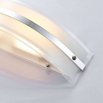 Lindby LED Wandleuchte Zinka, LED-Leuchtmittel fest verbaut, warmweiß, Modern, gefrostetes Glas, Metall, weiß, chrom, 2 flammig, inkl.