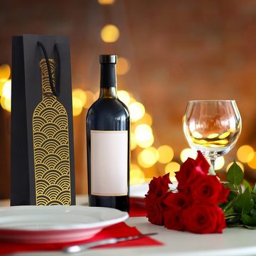 Belle Vous Geschenkbox Schwarze Wein Geschenktasche (12 Stück) - 4 Muster, Black Wine Gift Bag (12 Pack) - 4 Designs