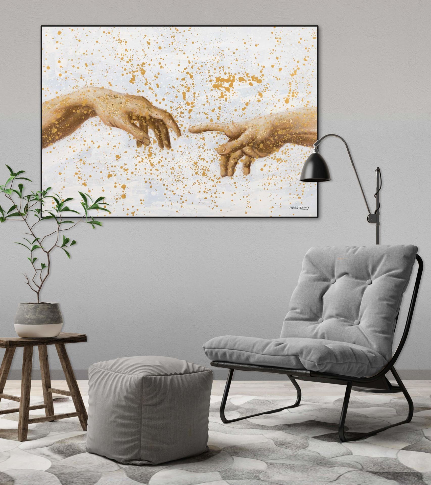 Gottes HANDGEMALT KUNSTLOFT 100x70 Leinwandbild Wohnzimmer cm, Wandbild Ein 100% Ebenbild Gemälde