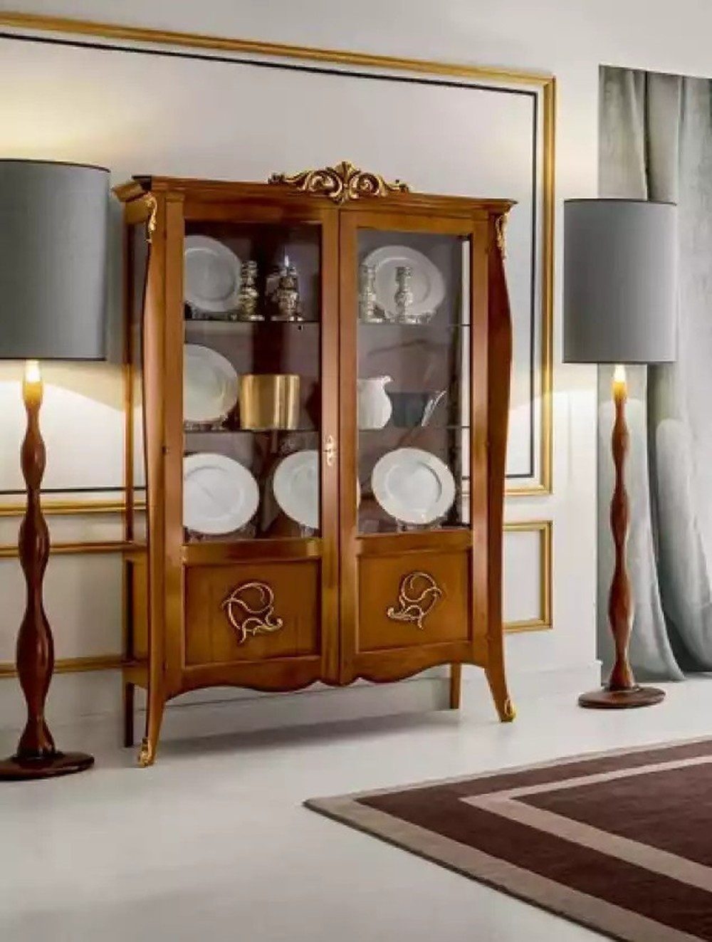Vitrine Elegante Holzkosmetik Vitrine in Braun – Italienischer Möbel-Schrank