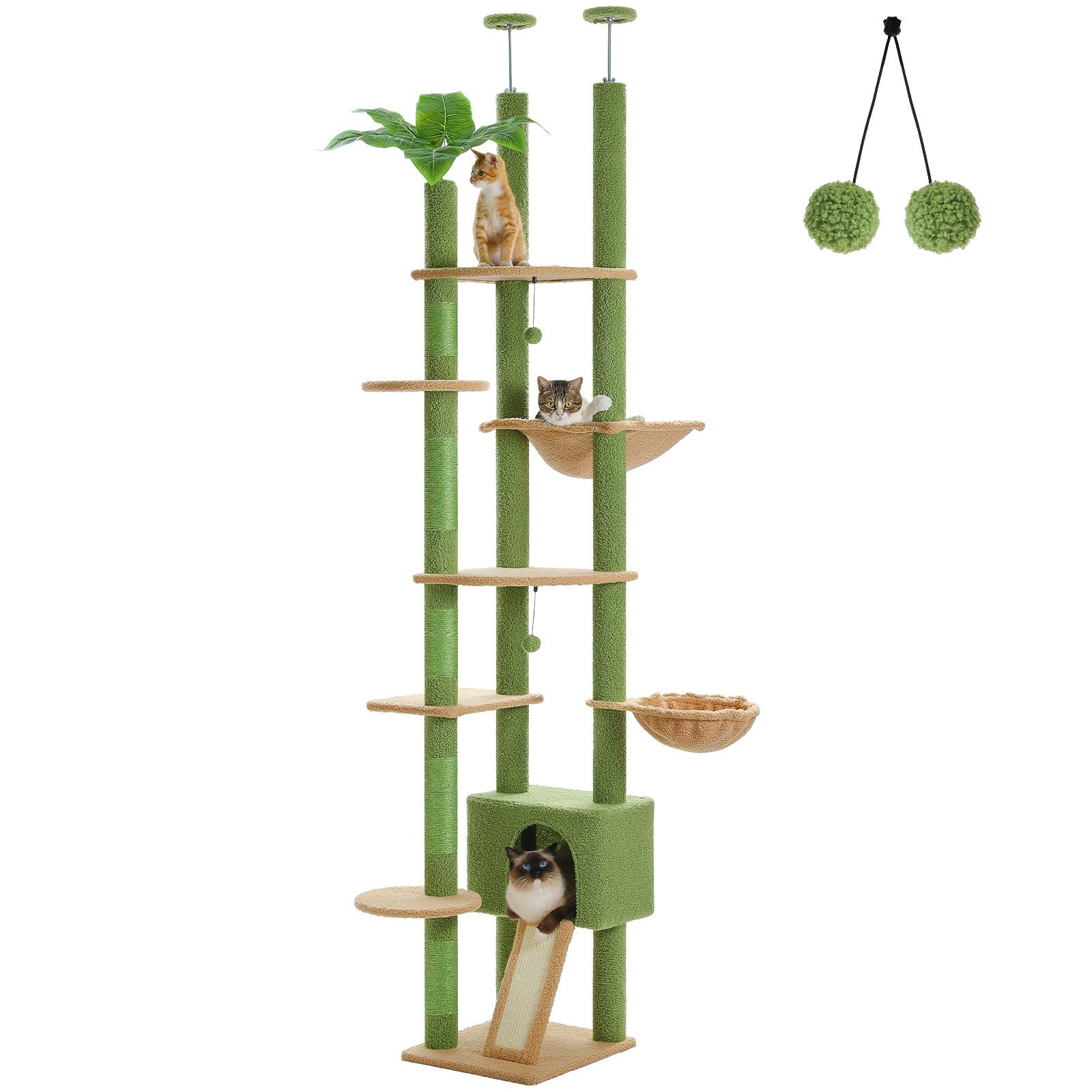 PETEPELA Kratzbaum 230-255cm Kratzbaum deckenhoch Katzenturm mit großen Condo, mit Kratzpad als Treppe, verschiedene Farben