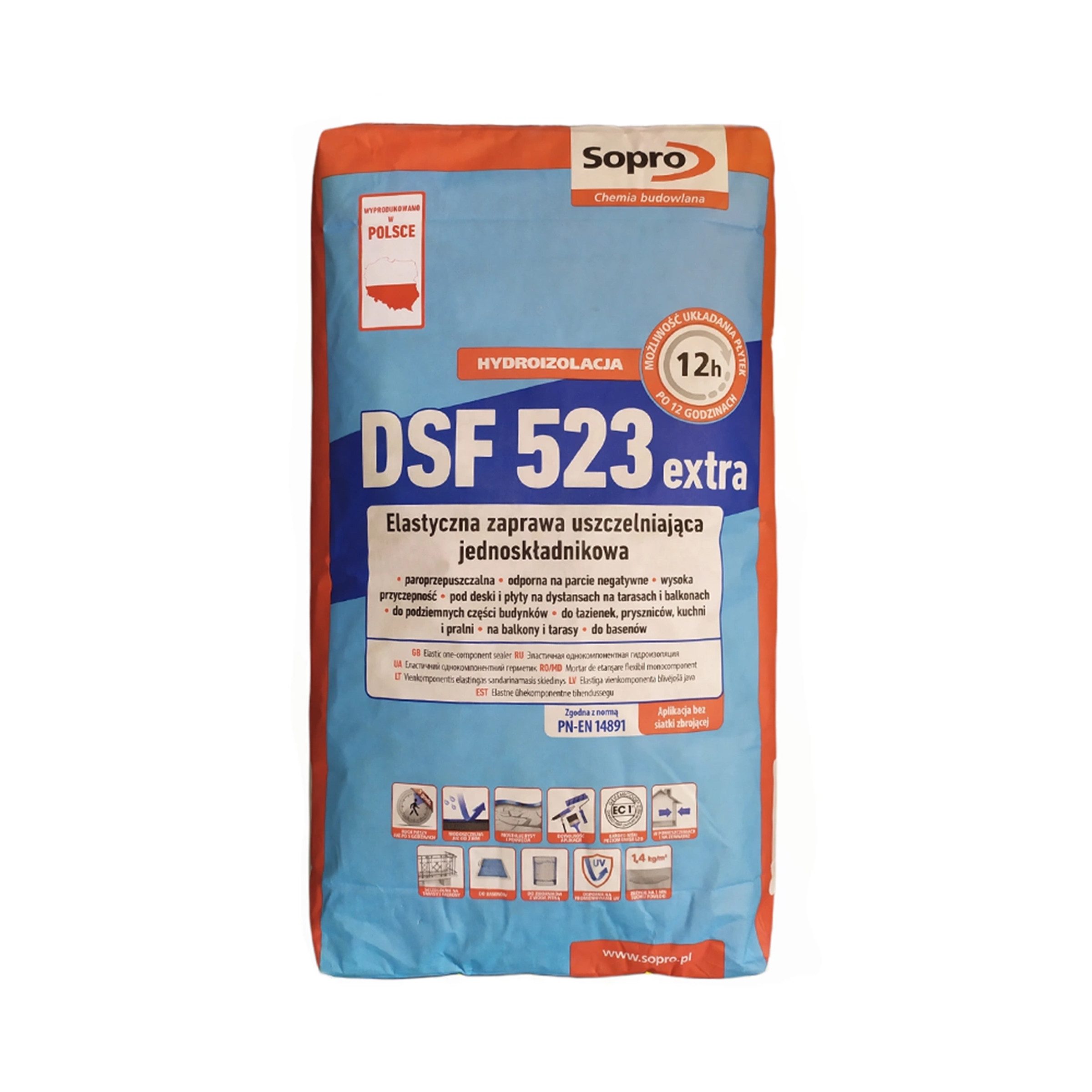 Sopro Bauchemie GmbH Isoliergrundierung SOPRO DSF 523 DichtSchlämmeFlex 1K Dichtungsschlämme Abdichtung 20 KG, 1-tlg.