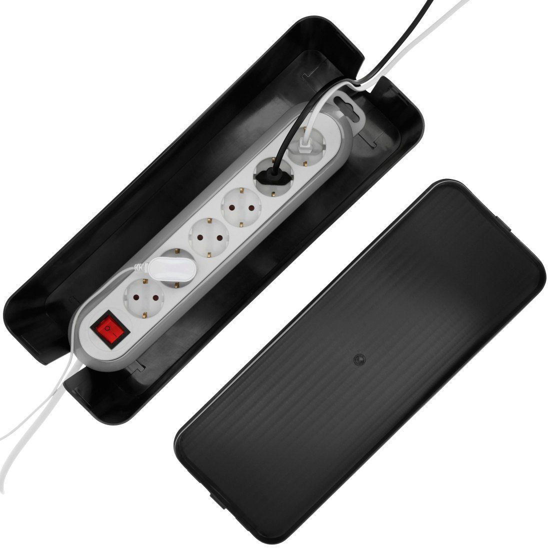 Hama Kabelbox Kabelbox für Standard 6er Steckdosenleisten, Stecker, Kabel, Ladegerät, (1-tlg), Schlichtes Design, Schreibtisch, Tisch, große Aufbewahrungsbox