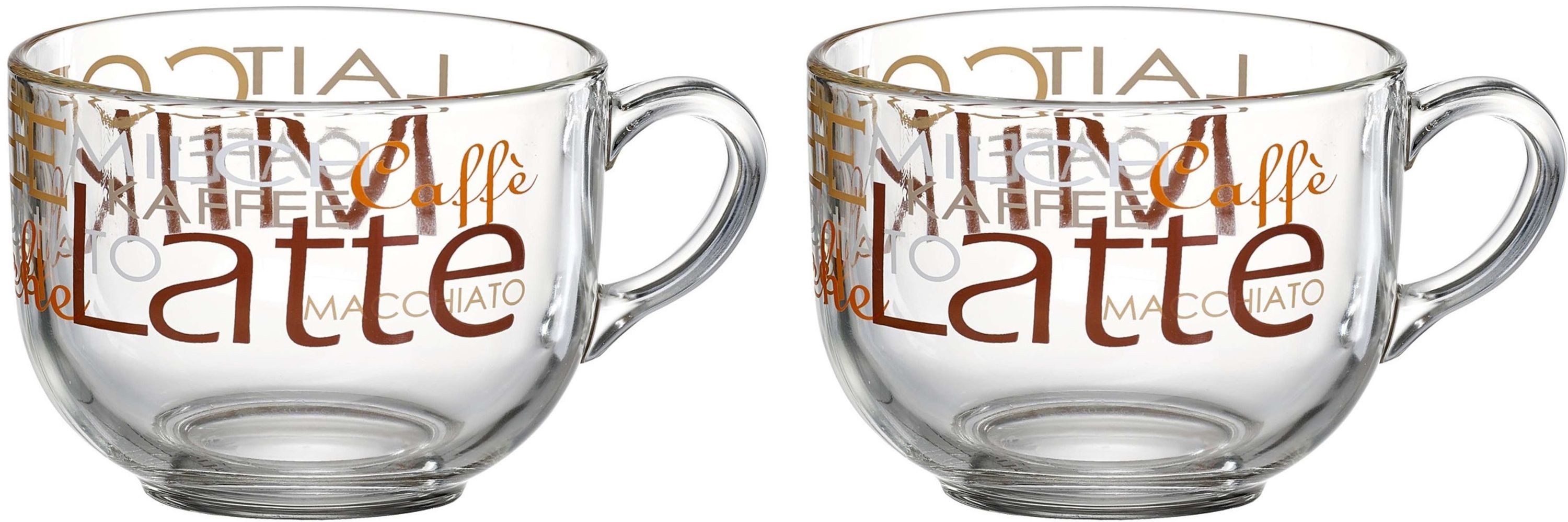 Ritzenhoff & Breker Tasse Cafe au Lait Tassen Set 2 teilig aus Glas 650 ml Braun, Glas