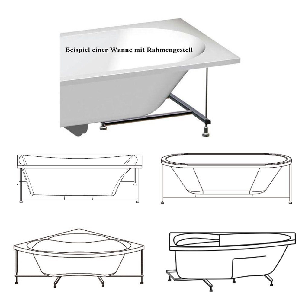 Polysan s.r.o. Badewanne CLEO Rechteckwanne mit Füßen 180x80x48cm, schwarz matt