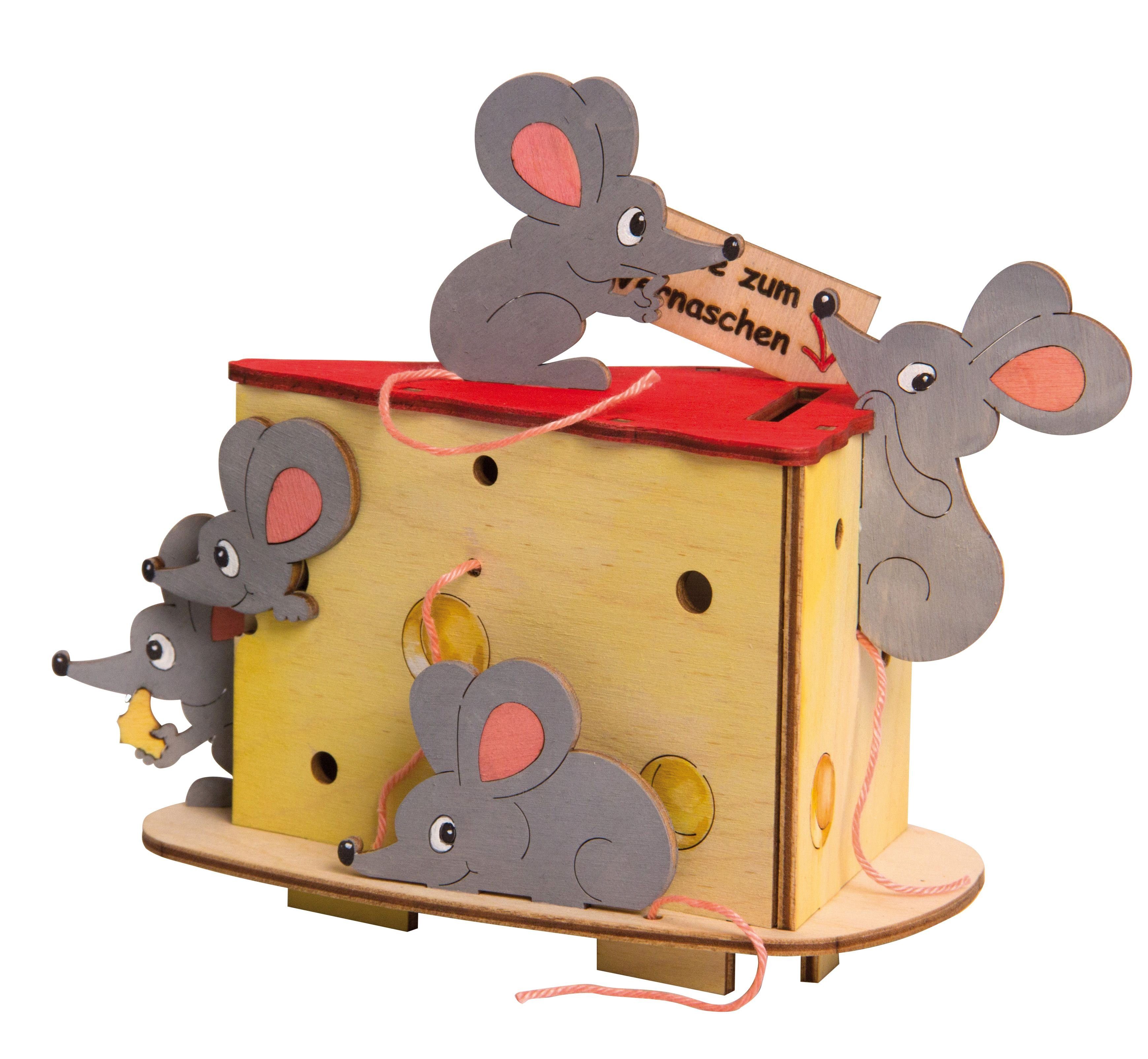 Kuhnert Kreativset Spardose - Mäuse, zum Bemalen, Bekleben und individuell gestalten - Made in Germany